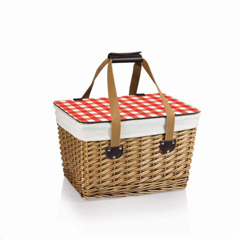 Canasta Wicker Basket, (Beige Canvas with Brown Lid)