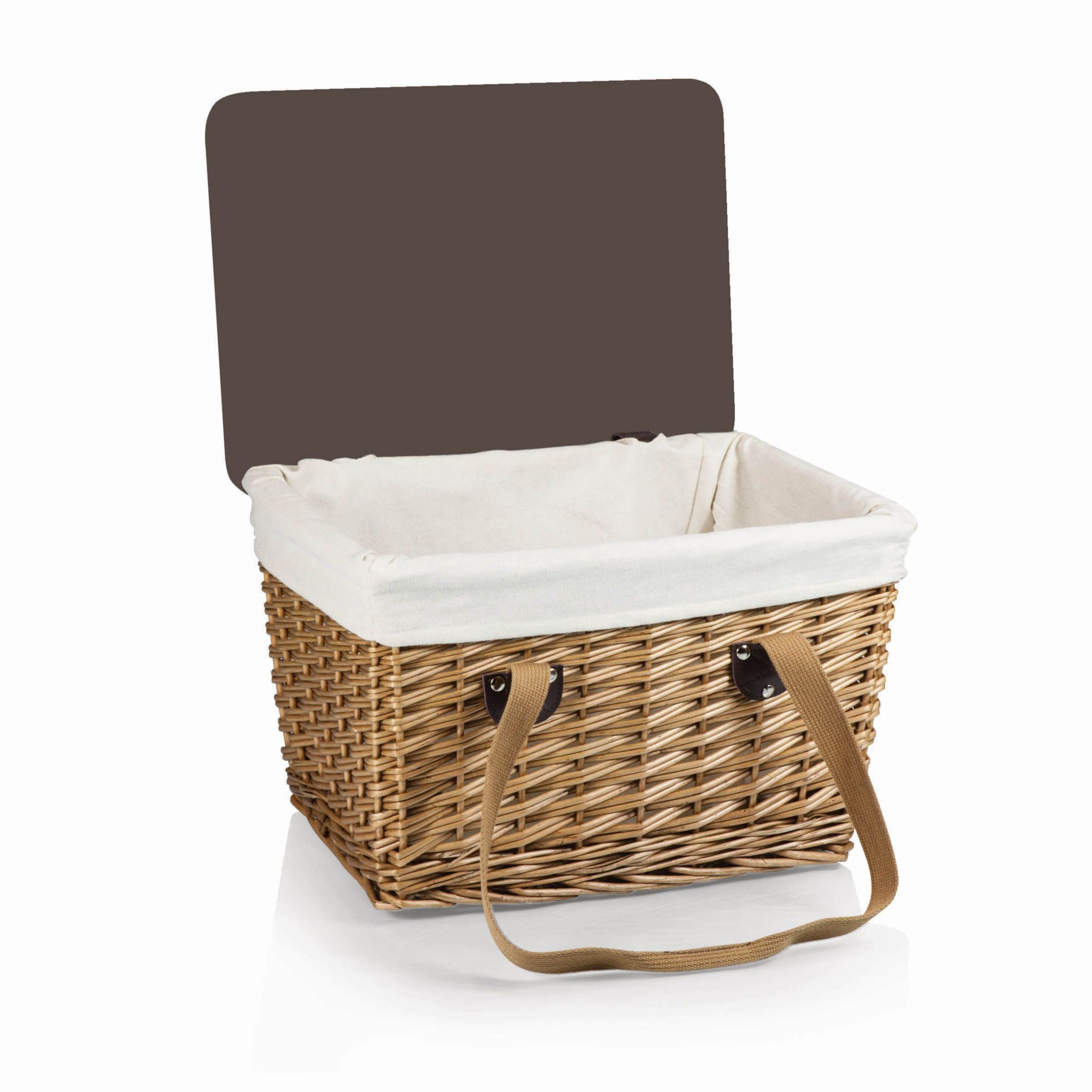 Canasta Wicker Basket, (Beige Canvas with Brown Lid)