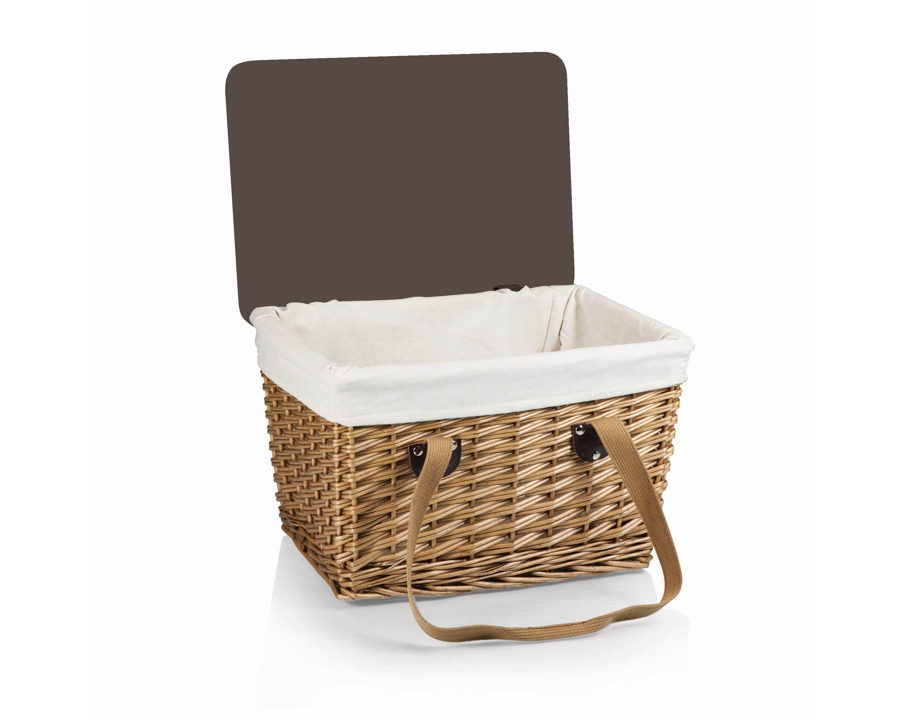 Canasta Wicker Basket, (Beige Canvas with Brown Lid)