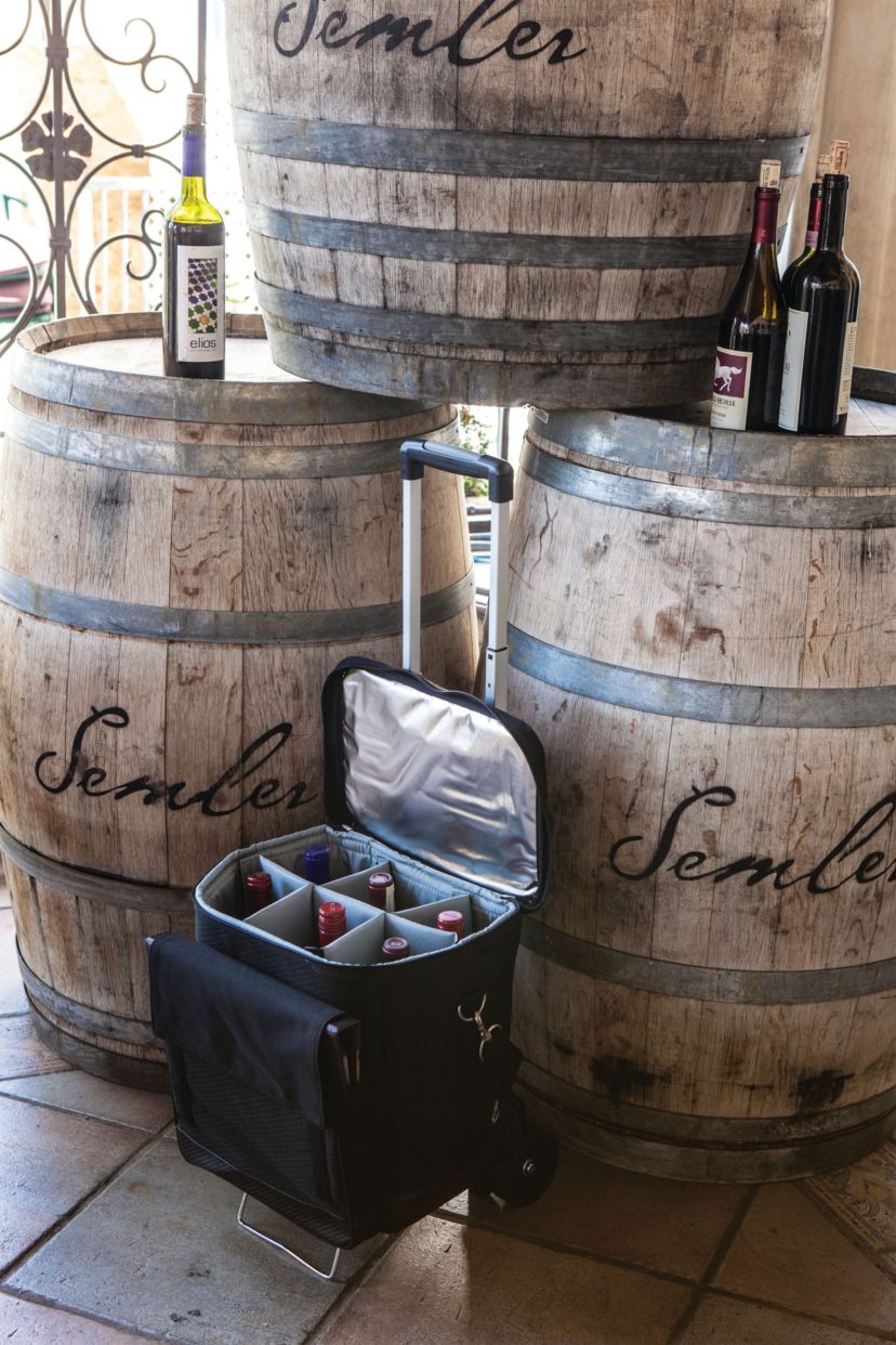 Cellar 6-Bottle Wine Carrier & Cooler Tote, (Black with Gray Accents)