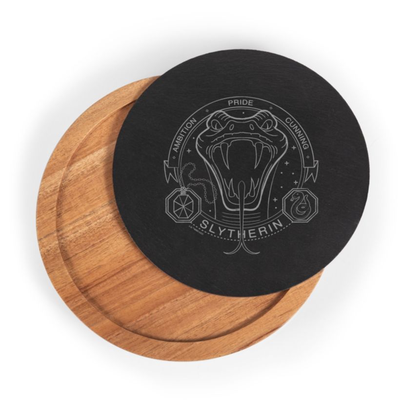 Harry Potter Slytherin Insignia Acacia and Slate Serving Board with Cheese Tools