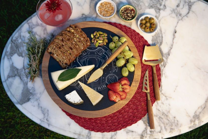 Harry Potter Slytherin Insignia Acacia and Slate Serving Board with Cheese Tools