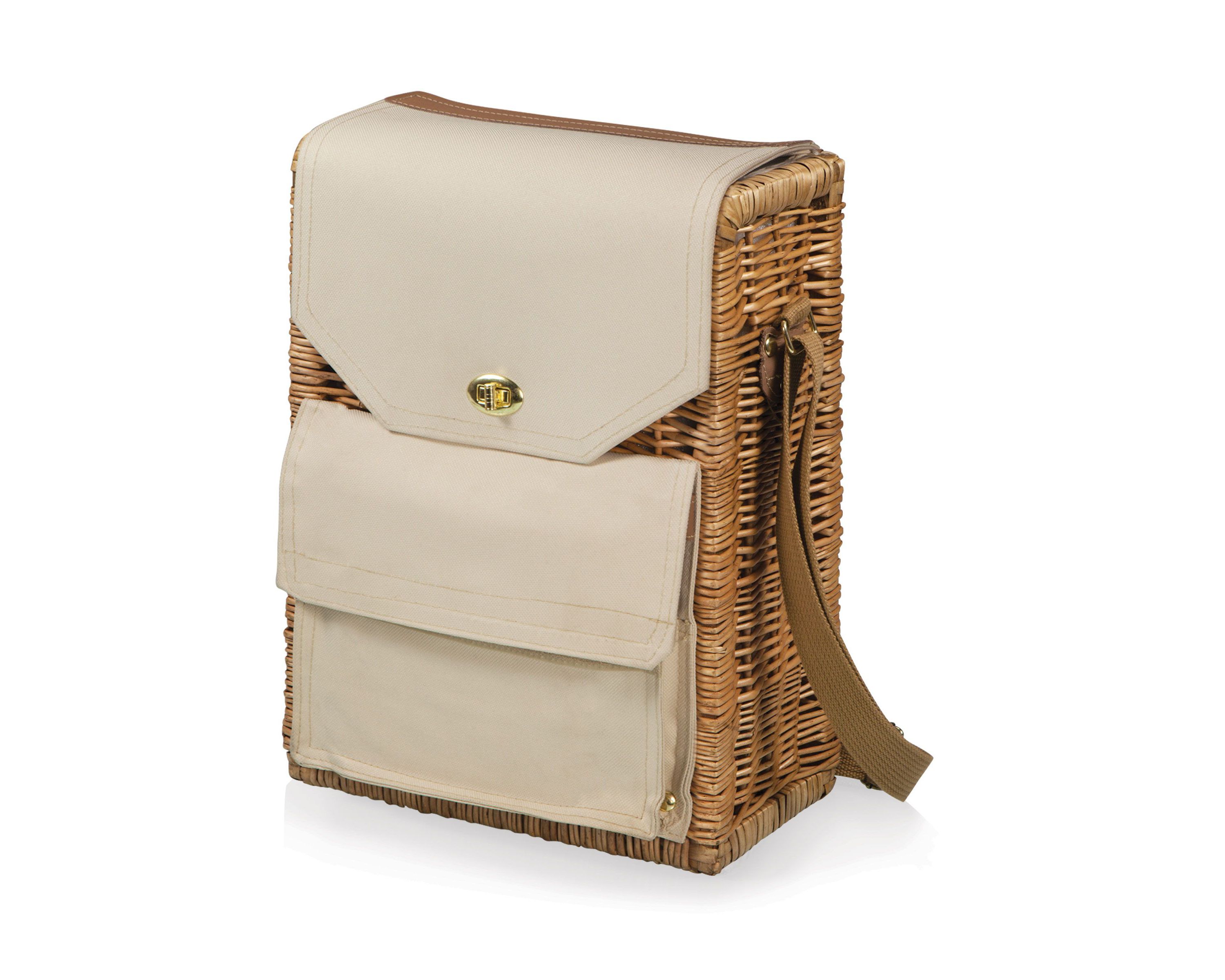 Corsica Wine & Cheese Picnic Basket, (Beige Canvas)