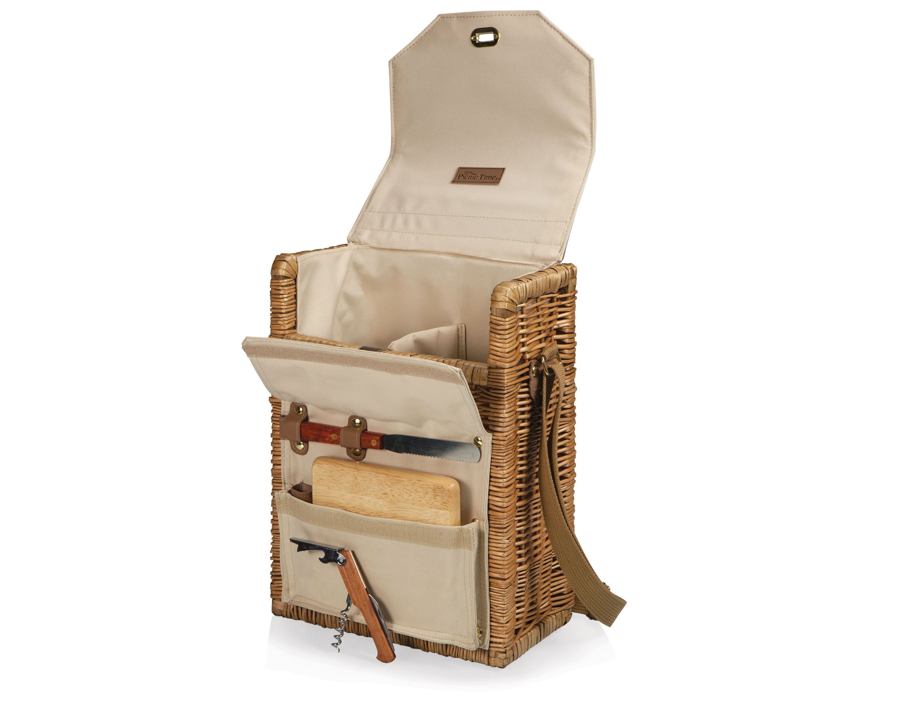 Corsica Wine & Cheese Picnic Basket, (Beige Canvas)