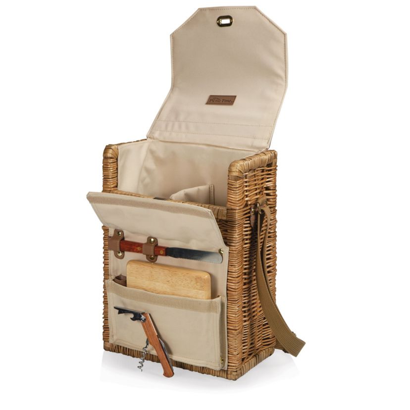 Corsica Wine & Cheese Picnic Basket, (Beige Canvas)