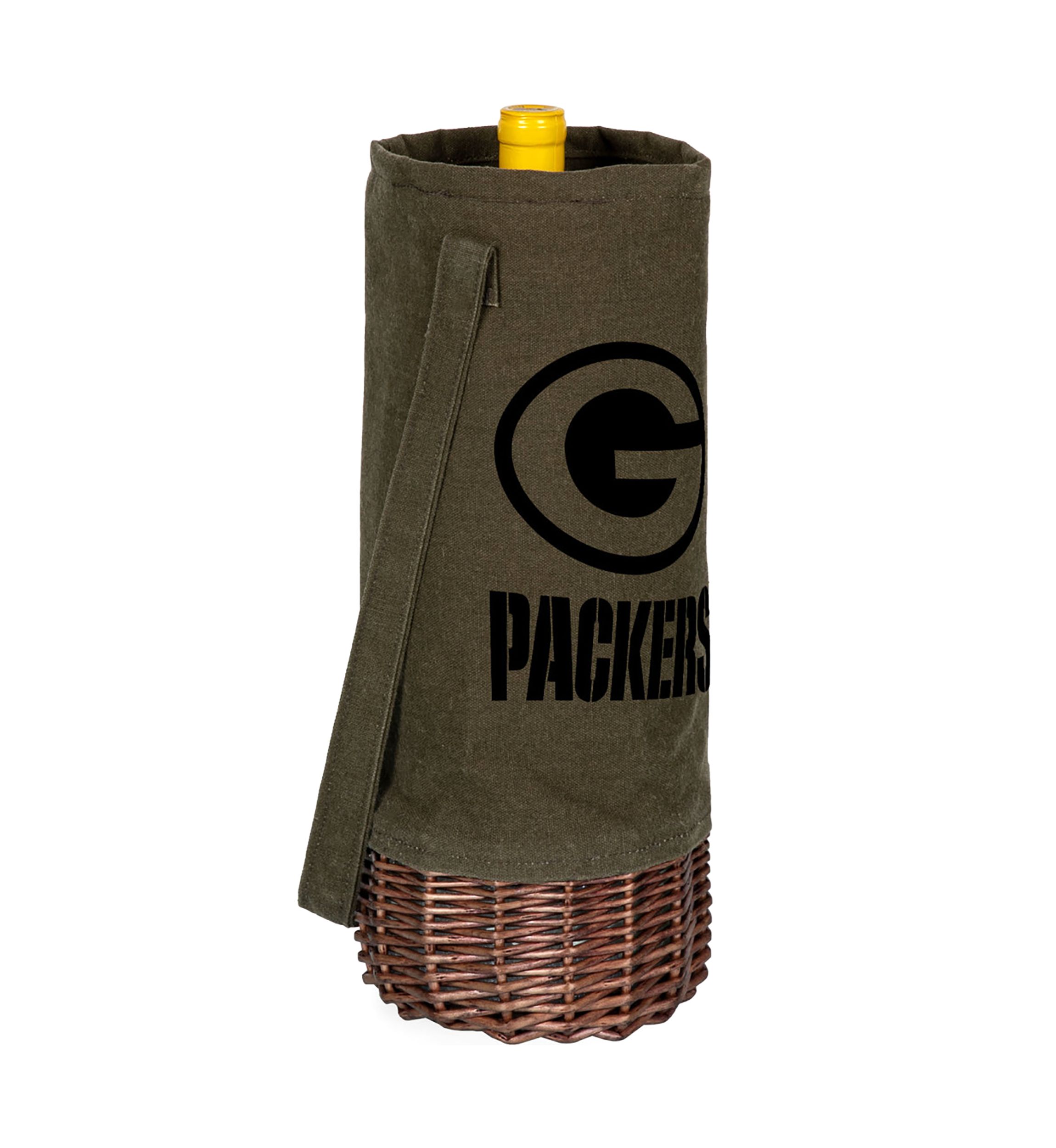 NFL Green Bay Packers Malbec Insulated Canvas and Willow Wine Bottle Basket