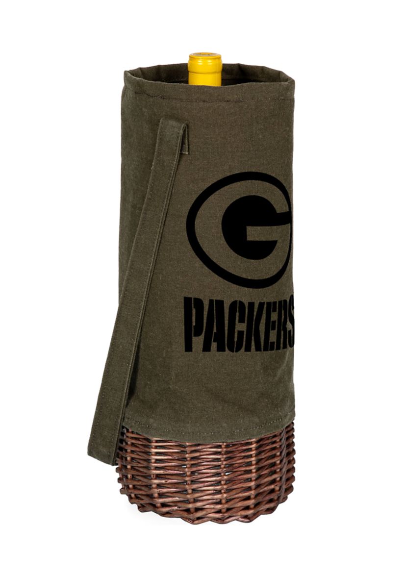 NFL Green Bay Packers Malbec Insulated Canvas and Willow Wine Bottle Basket