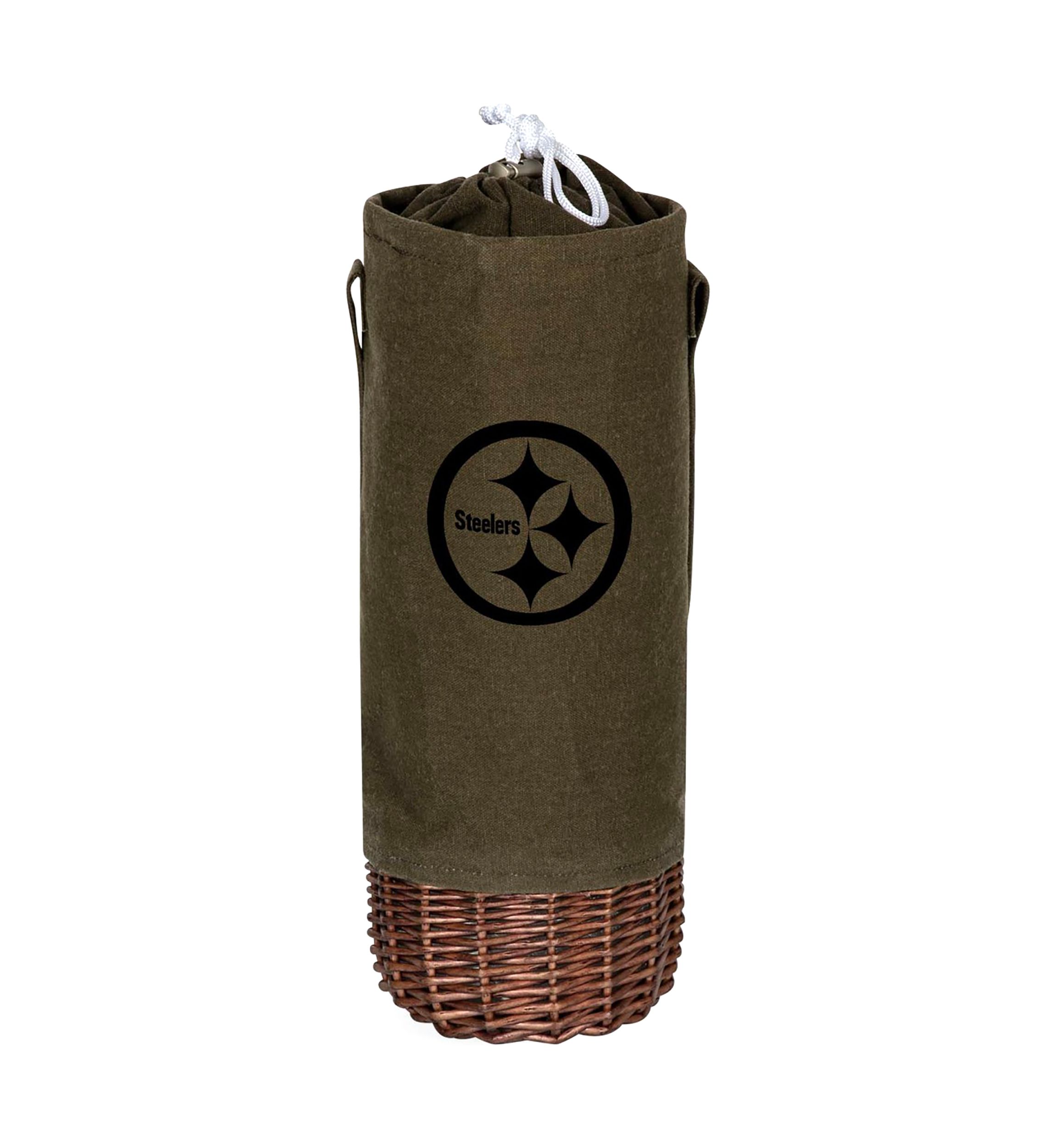 NFL Pittsburgh Steelers Malbec Insulated Canvas and Willow Wine Bottle Basket