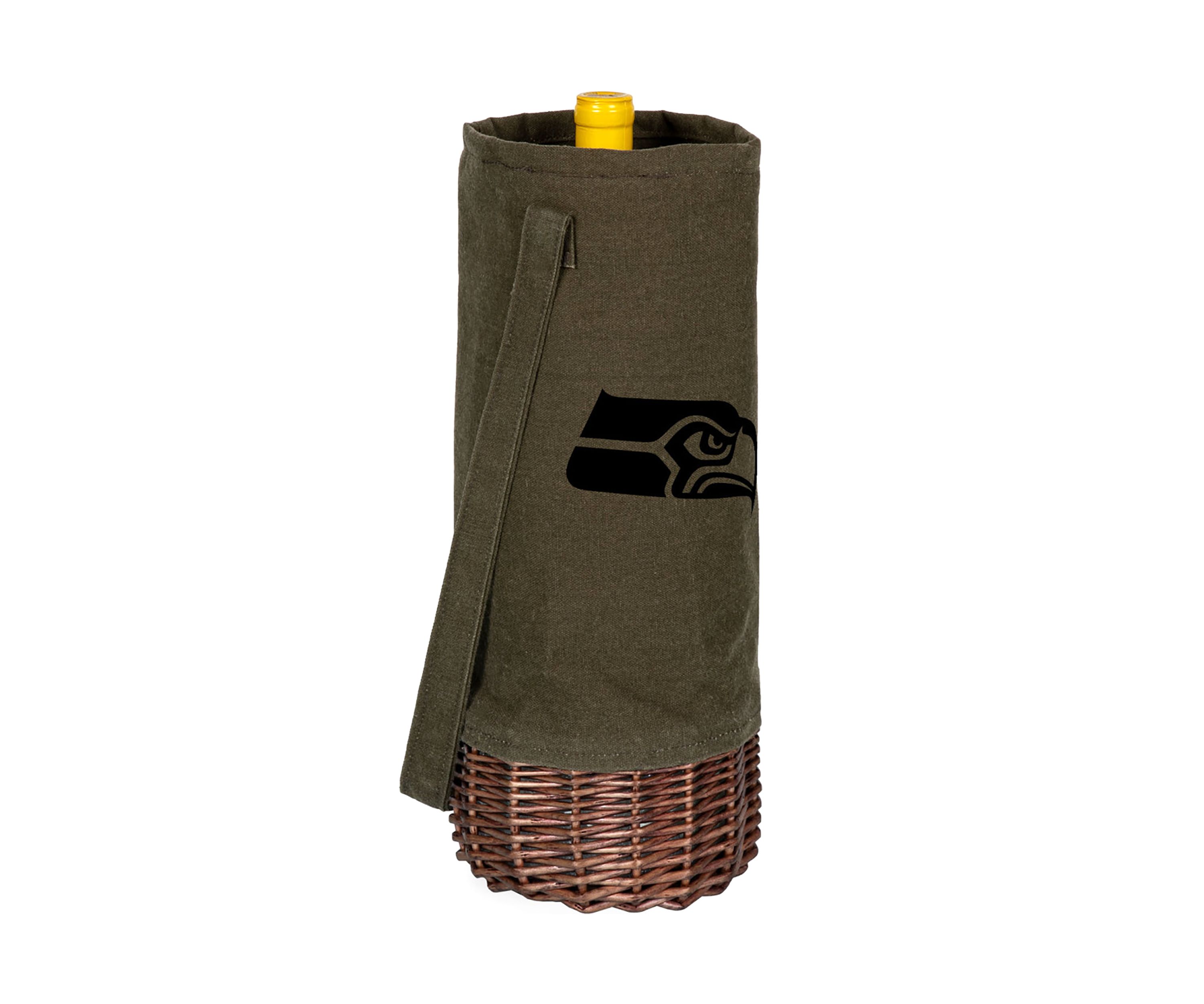 NFL Seattle Seahawks Malbec Insulated Canvas and Willow Wine Bottle Basket