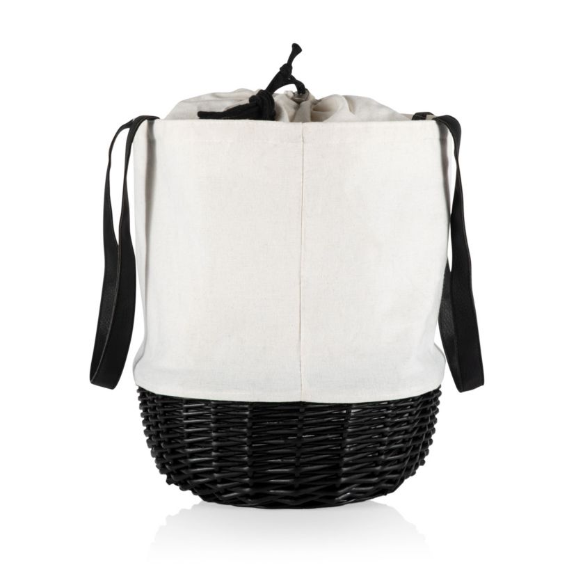 Coronado Canvas and Willow Basket Tote, (White Canvas with Black Accents)