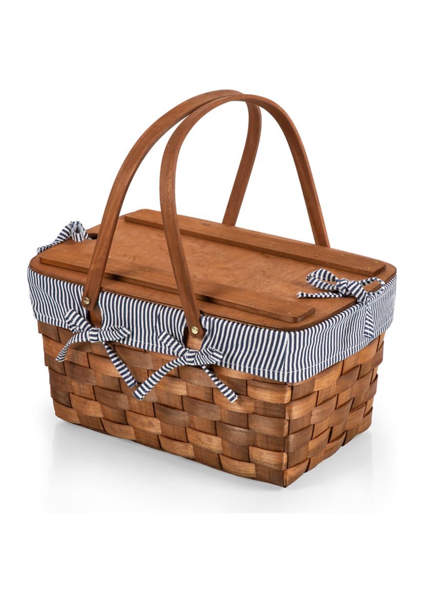 Kansas Handwoven Wood Picnic Basket