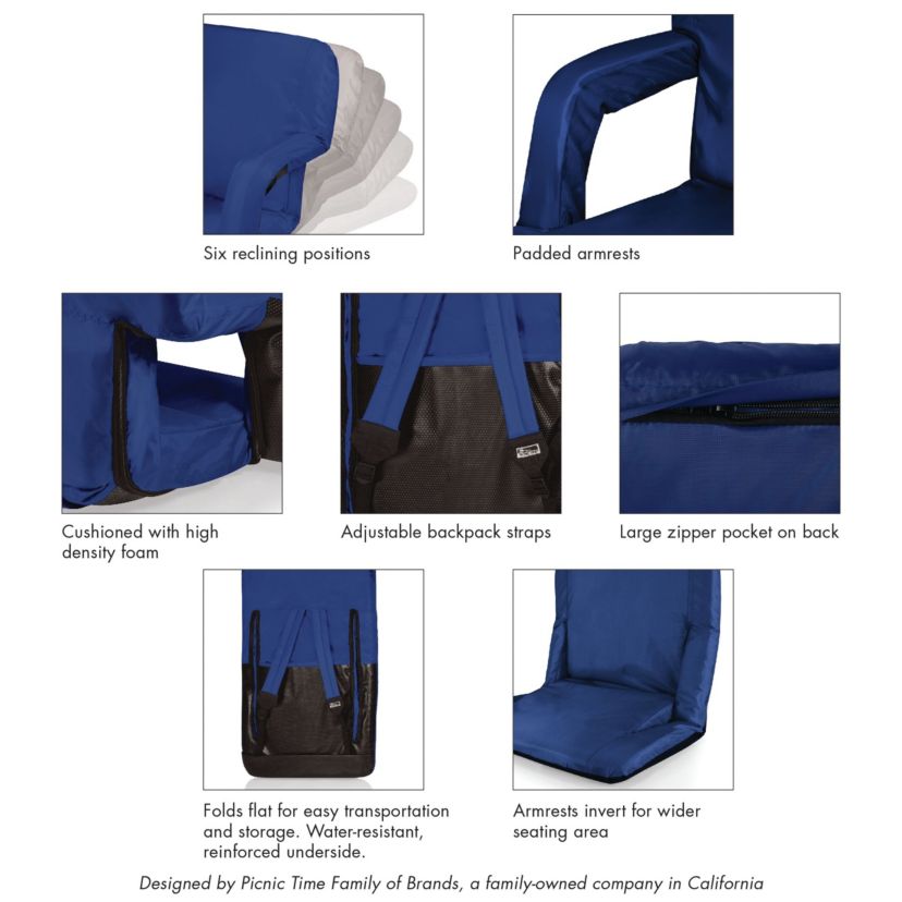 NCAA Rhode Island Rams Ventura Portable Reclining Stadium Seat