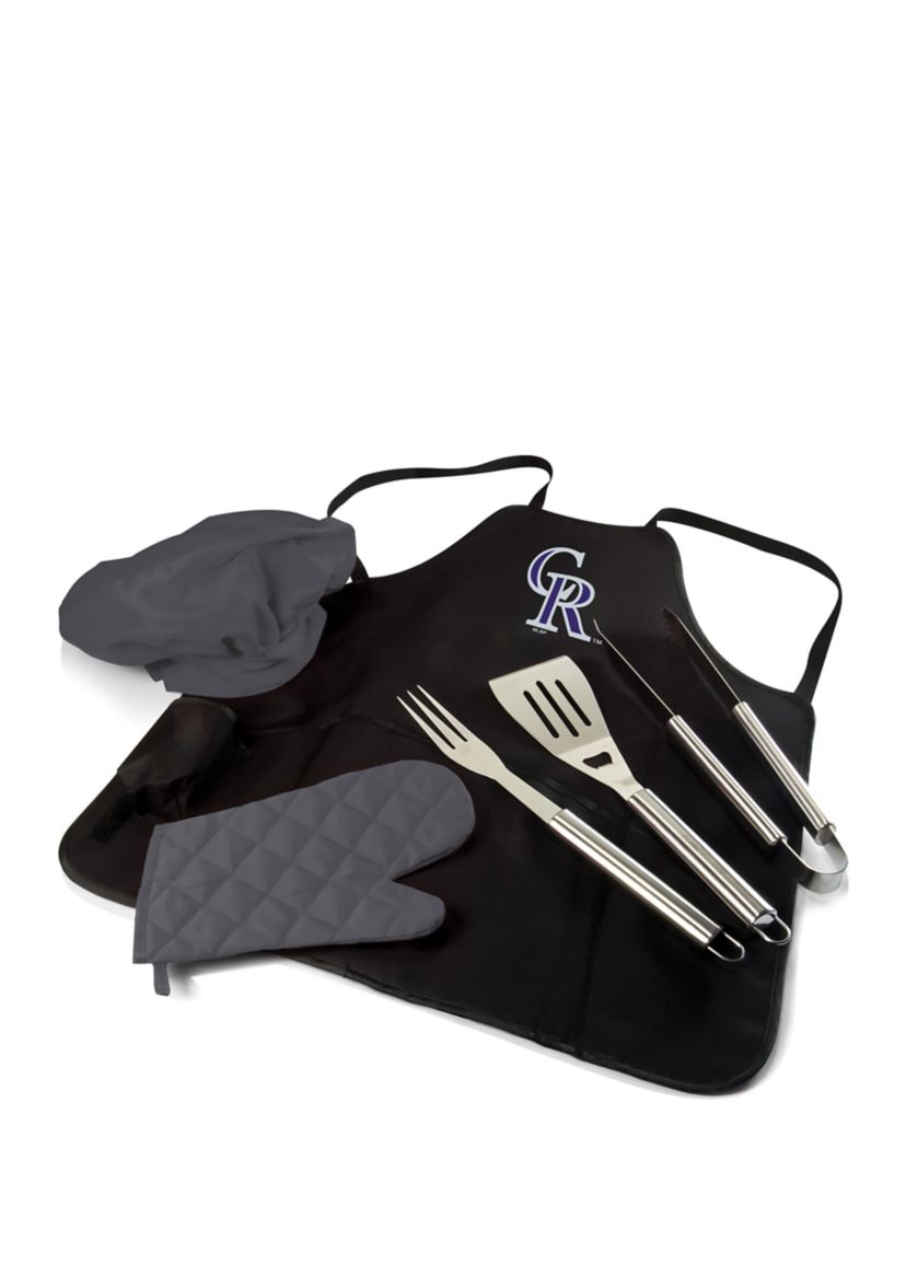 MLB Colorado Rockies BBQ Apron Tote Pro Grill Set
