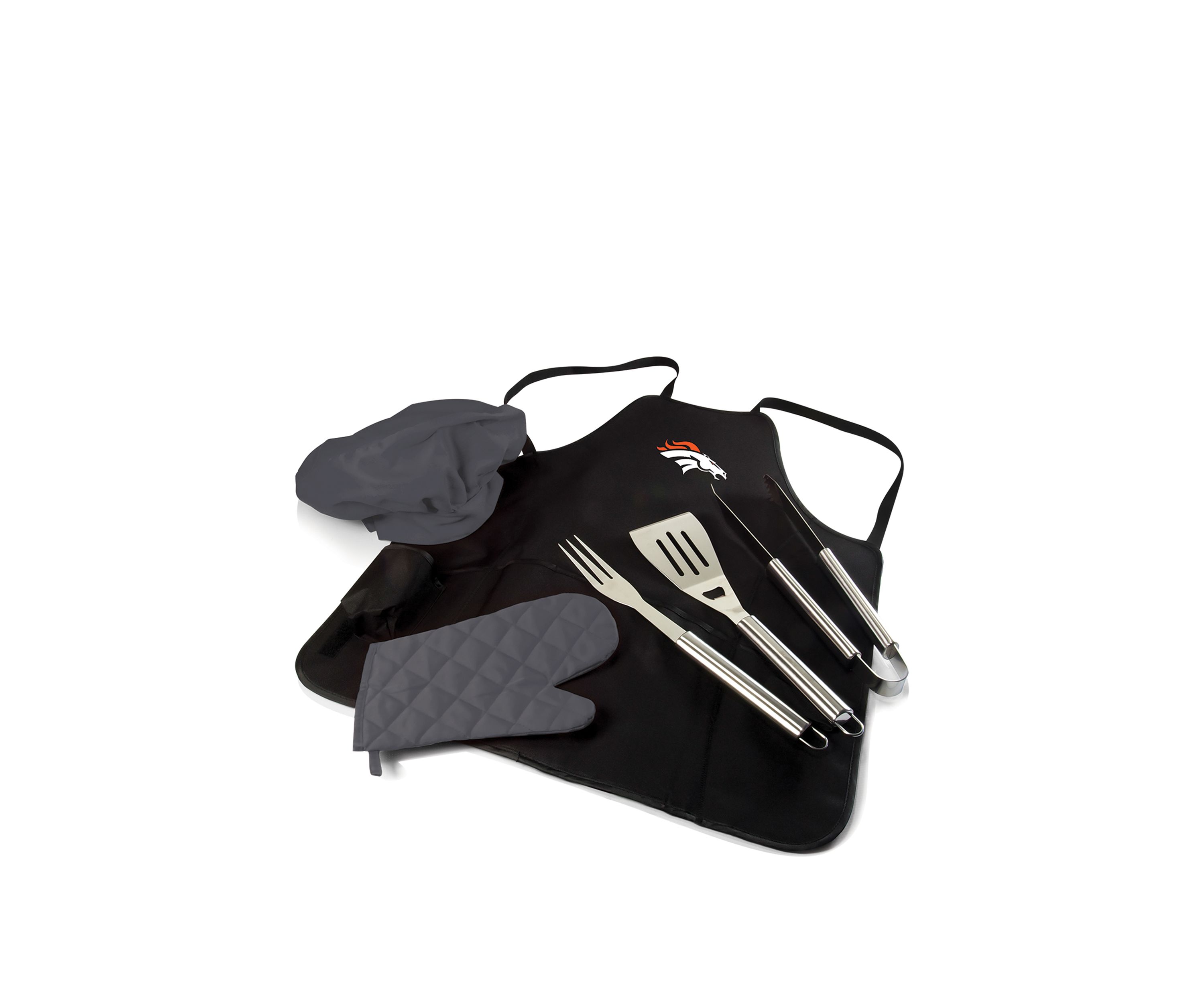 NFL Denver Broncos BBQ Apron Tote Pro Grill Set