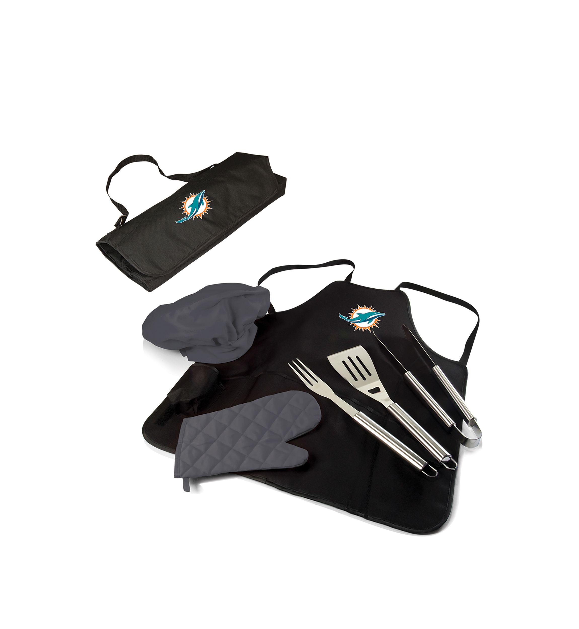 NFL Miami Dolphins BBQ Apron Tote Pro Grill Set