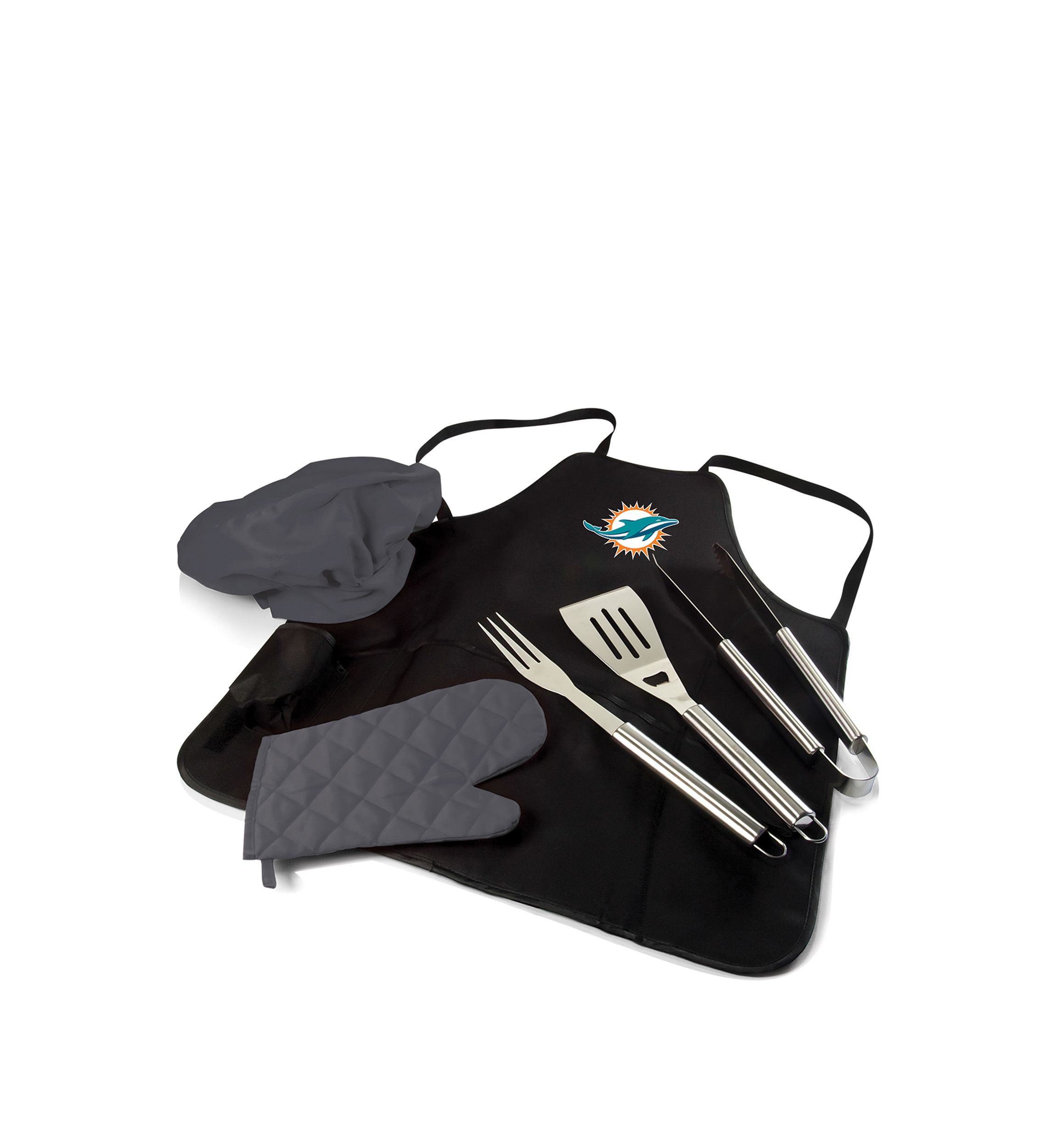 NFL Miami Dolphins BBQ Apron Tote Pro Grill Set