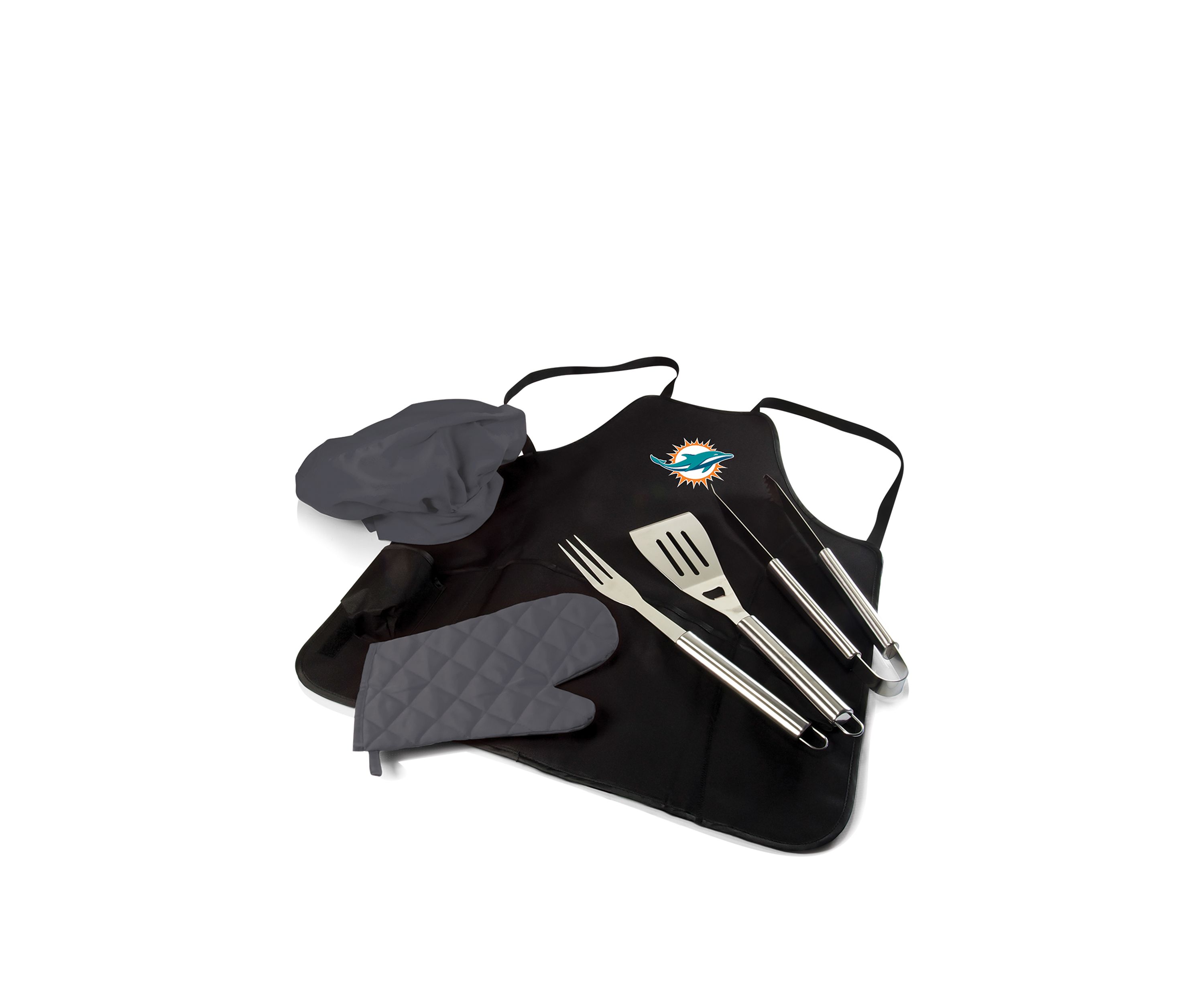 NFL Miami Dolphins BBQ Apron Tote Pro Grill Set
