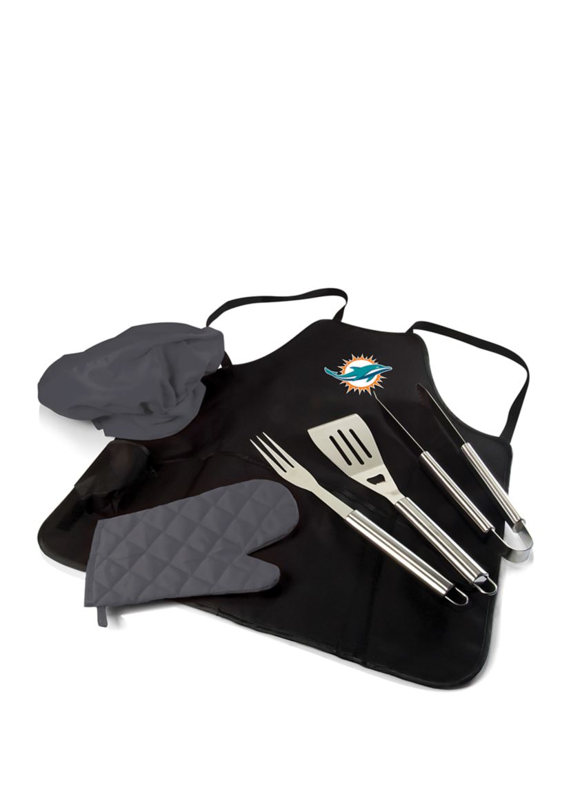 NFL Miami Dolphins BBQ Apron Tote Pro Grill Set