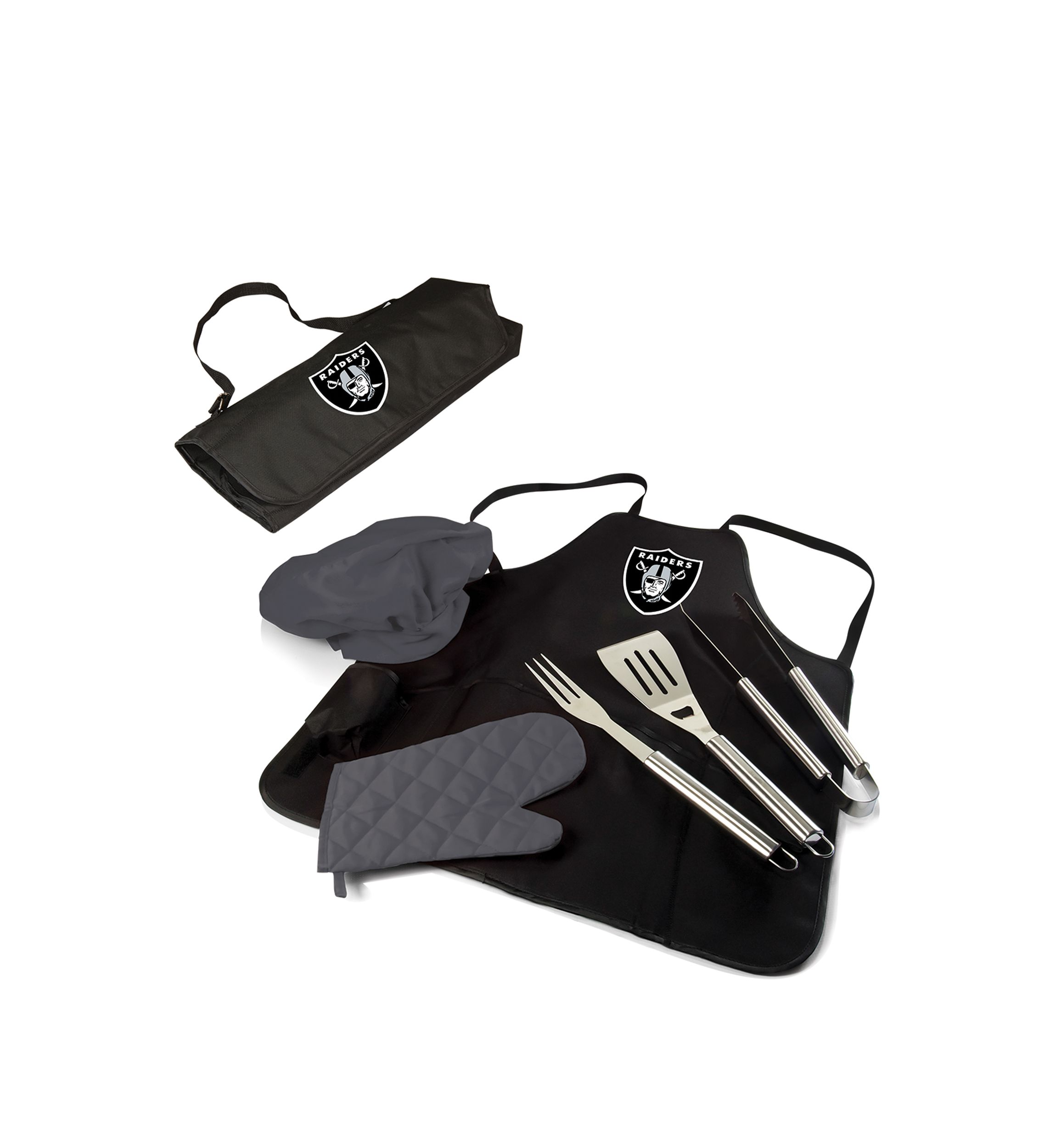 NFL Oakland Raiders BBQ Apron Tote Pro Grill Set