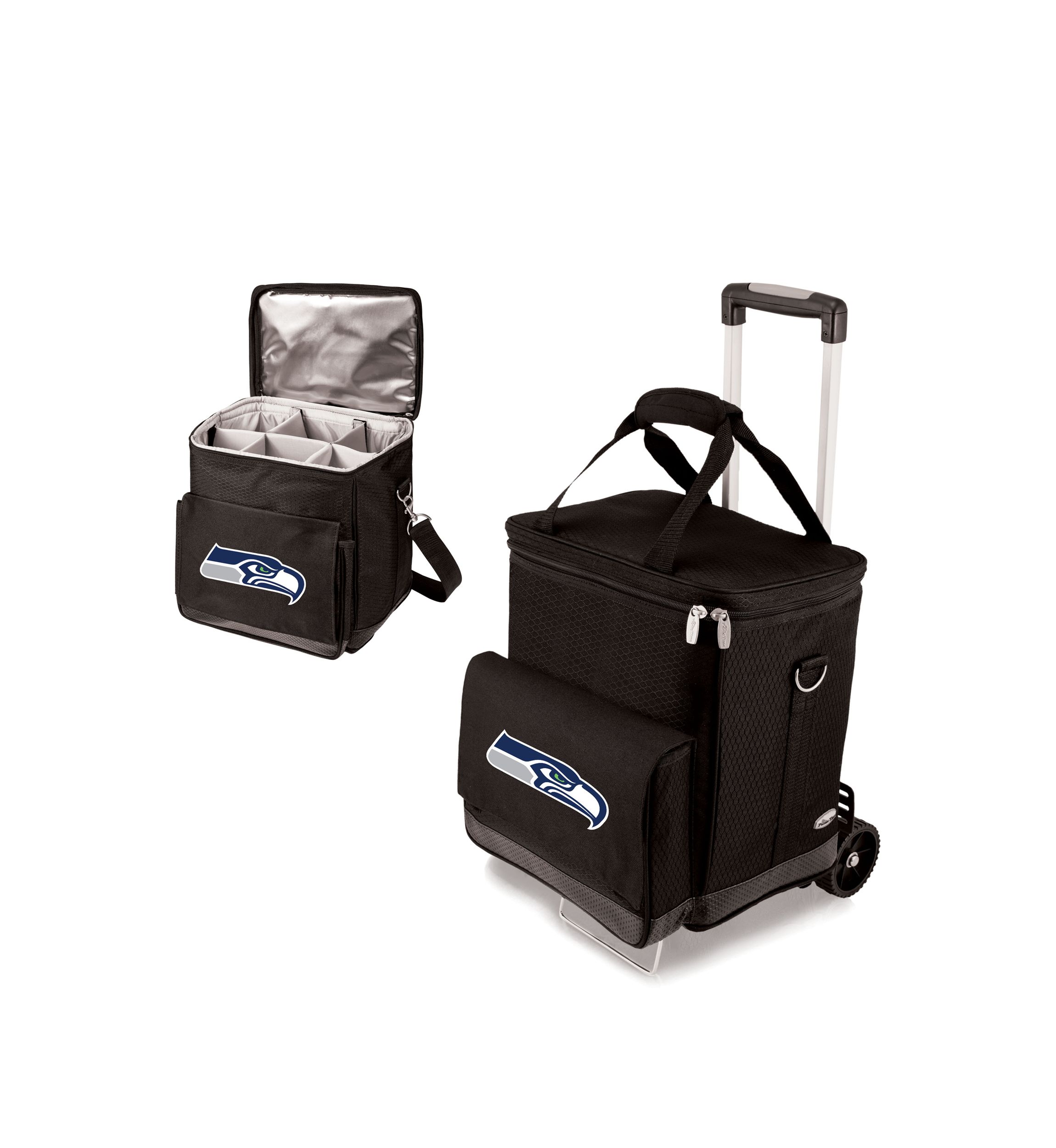 NFL Seattle Seahawks Cellar 6-Bottle Wine Carrier & Cooler Tote with Trolley