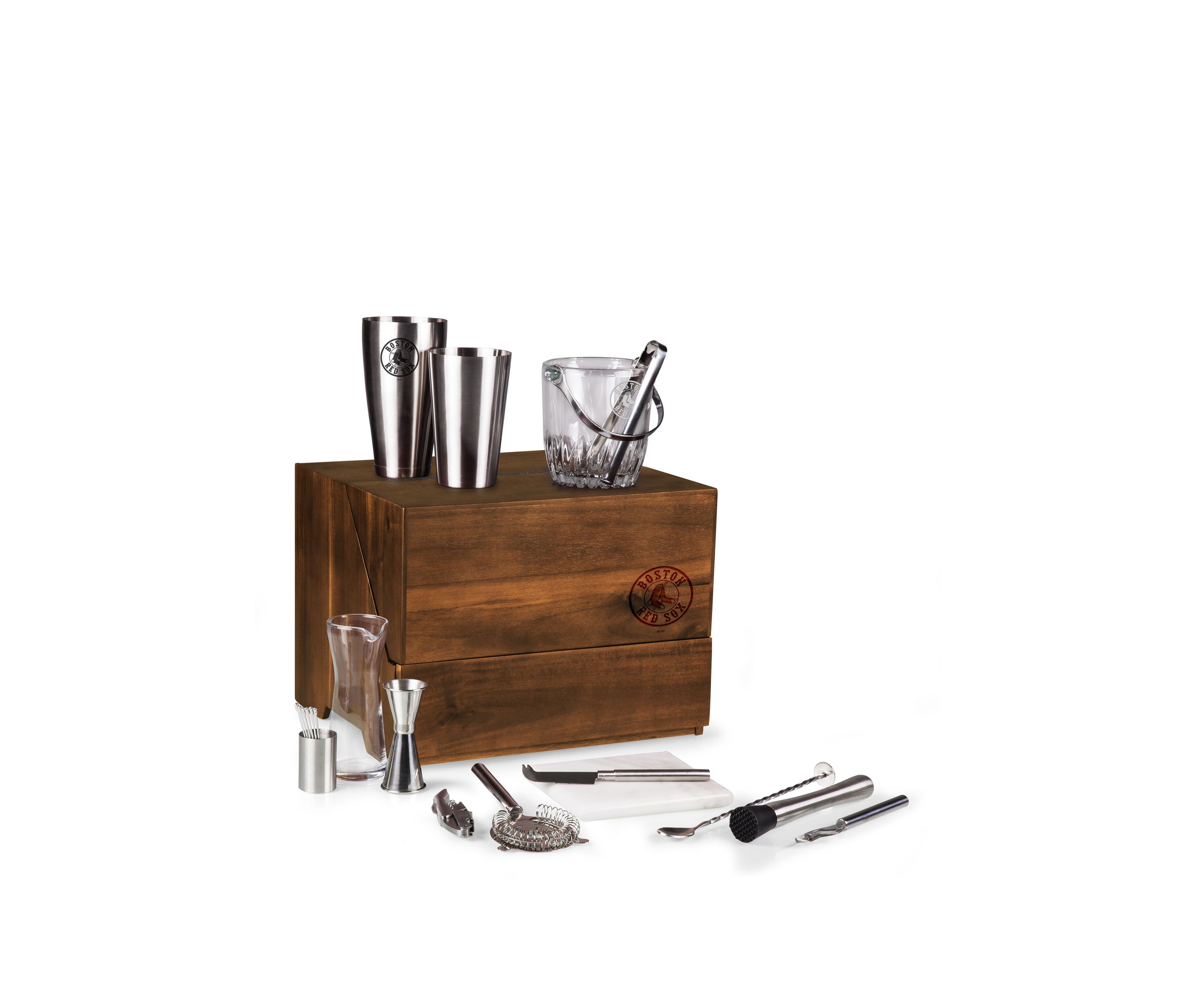 MLB Boston Red Sox Madison Acacia Tabletop Bar Set