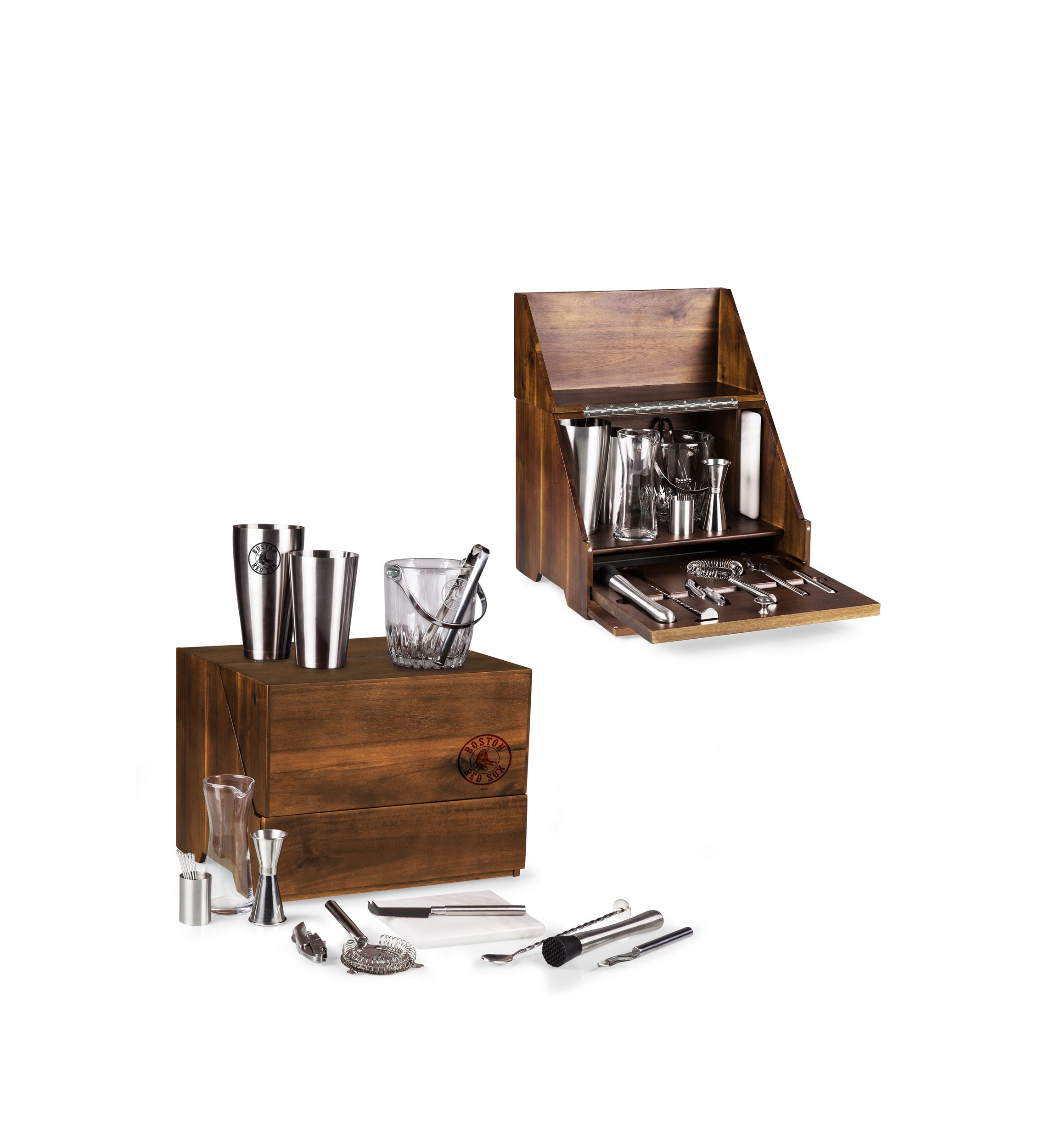 MLB Boston Red Sox Madison Acacia Tabletop Bar Set