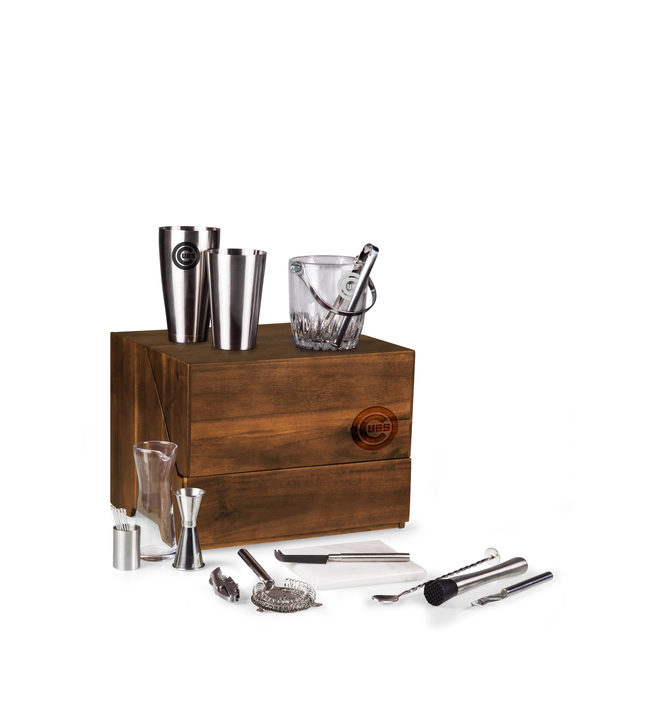 MLB Chicago Cubs Madison Acacia Tabletop Bar Set