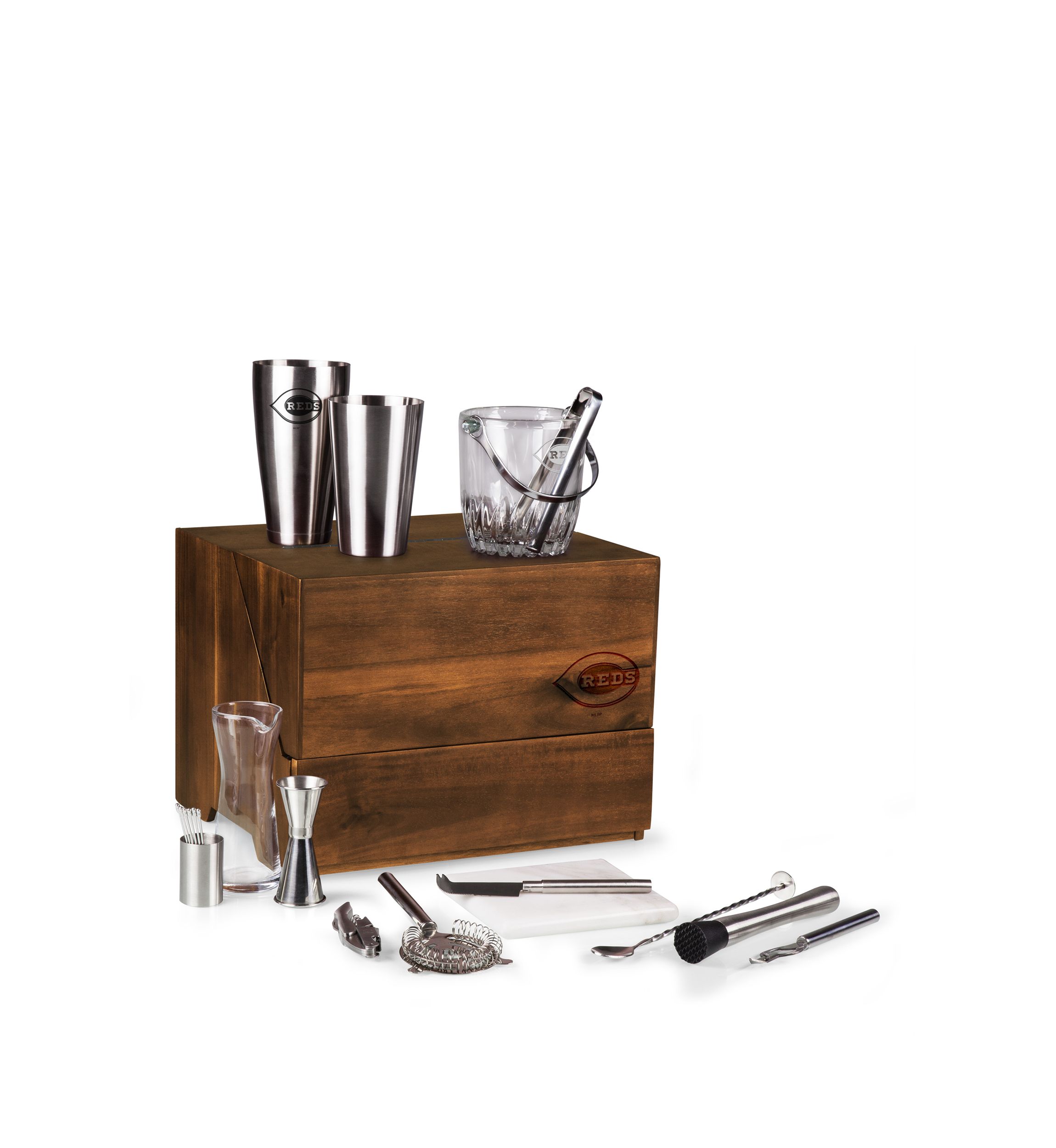 MLB Cincinnati Reds Madison Acacia Tabletop Bar Set