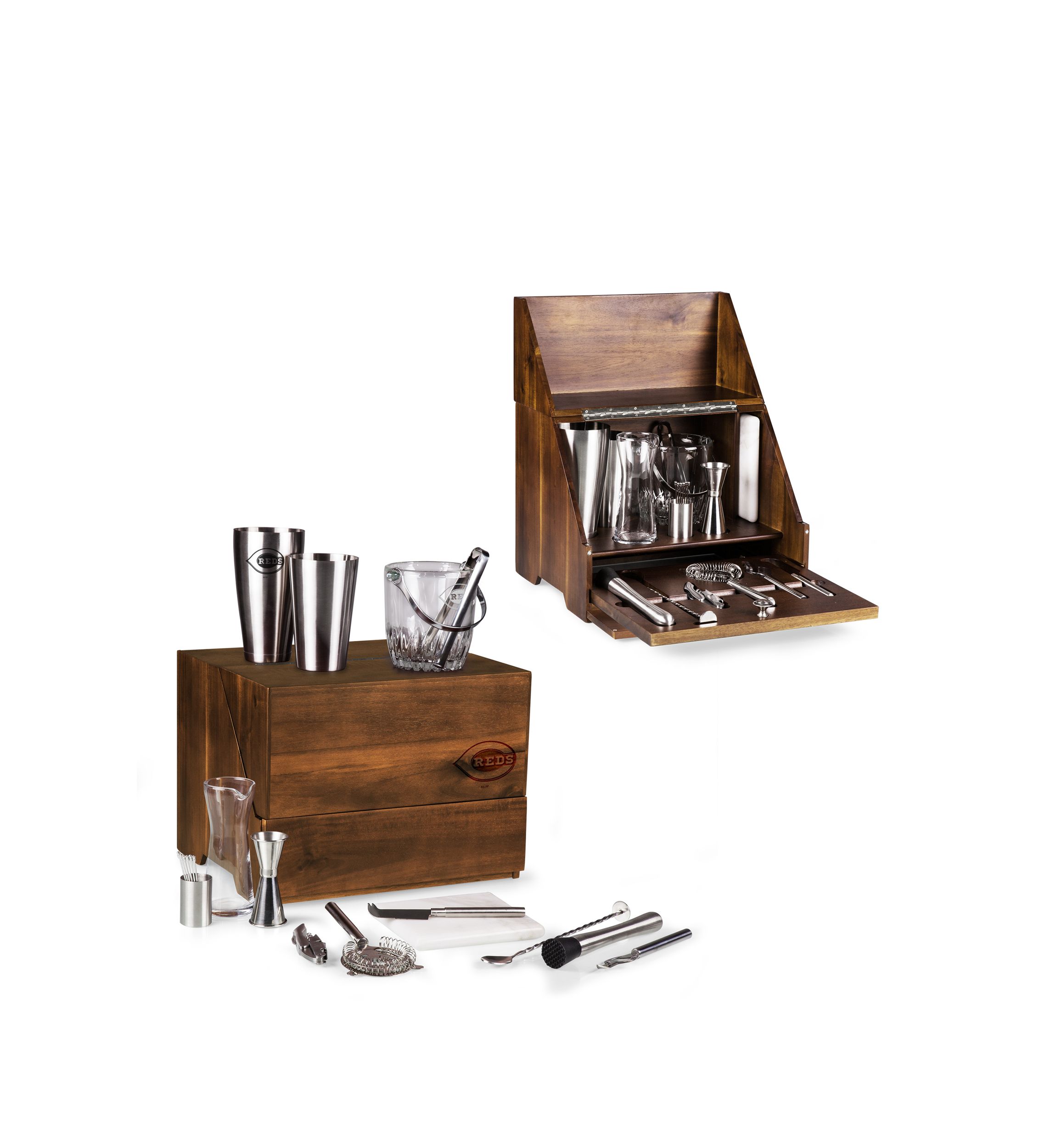 MLB Cincinnati Reds Madison Acacia Tabletop Bar Set