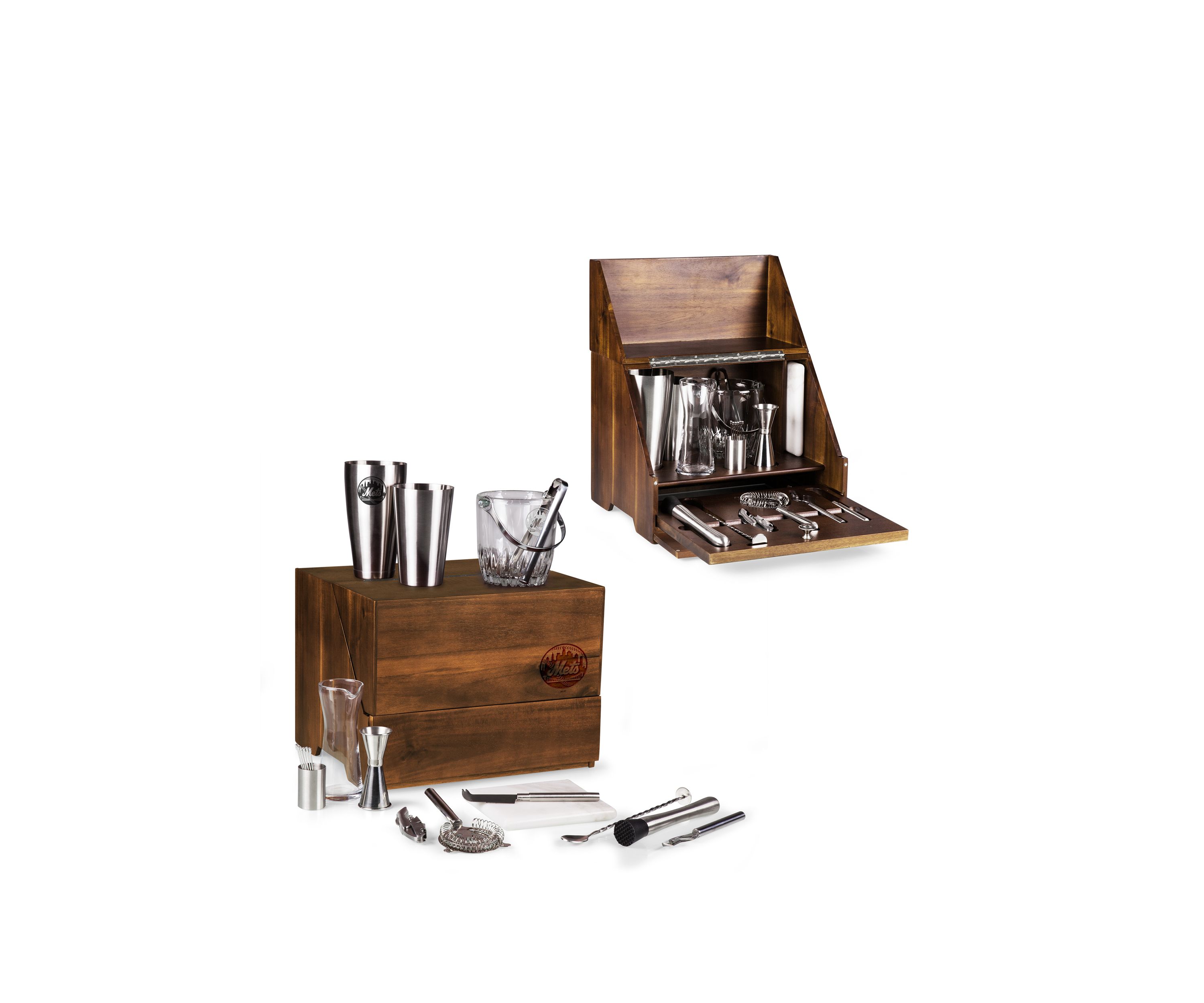 MLB New York Mets Madison Acacia Tabletop Bar Set