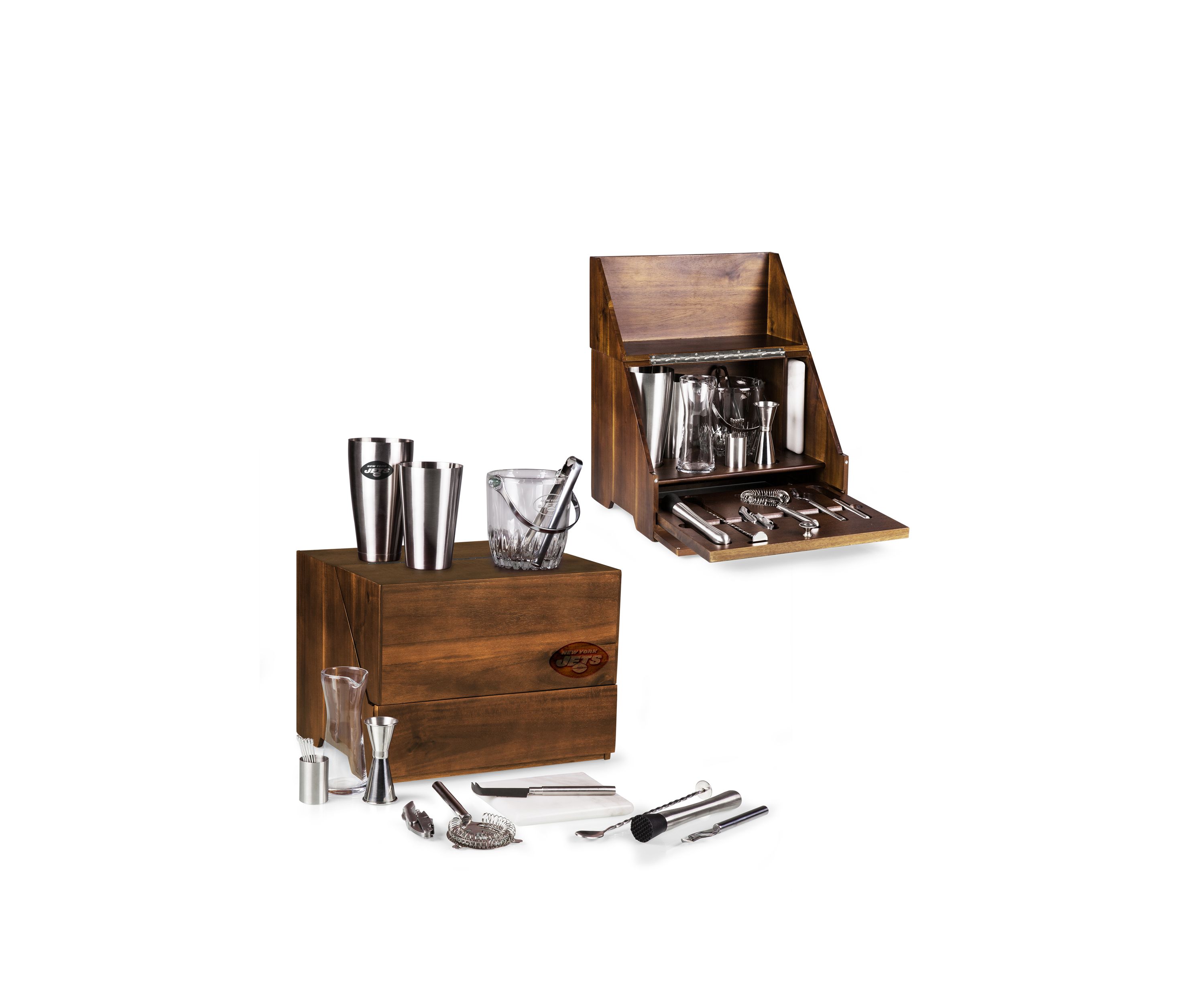 NFL New York Jets Madison Acacia Tabletop Bar Set