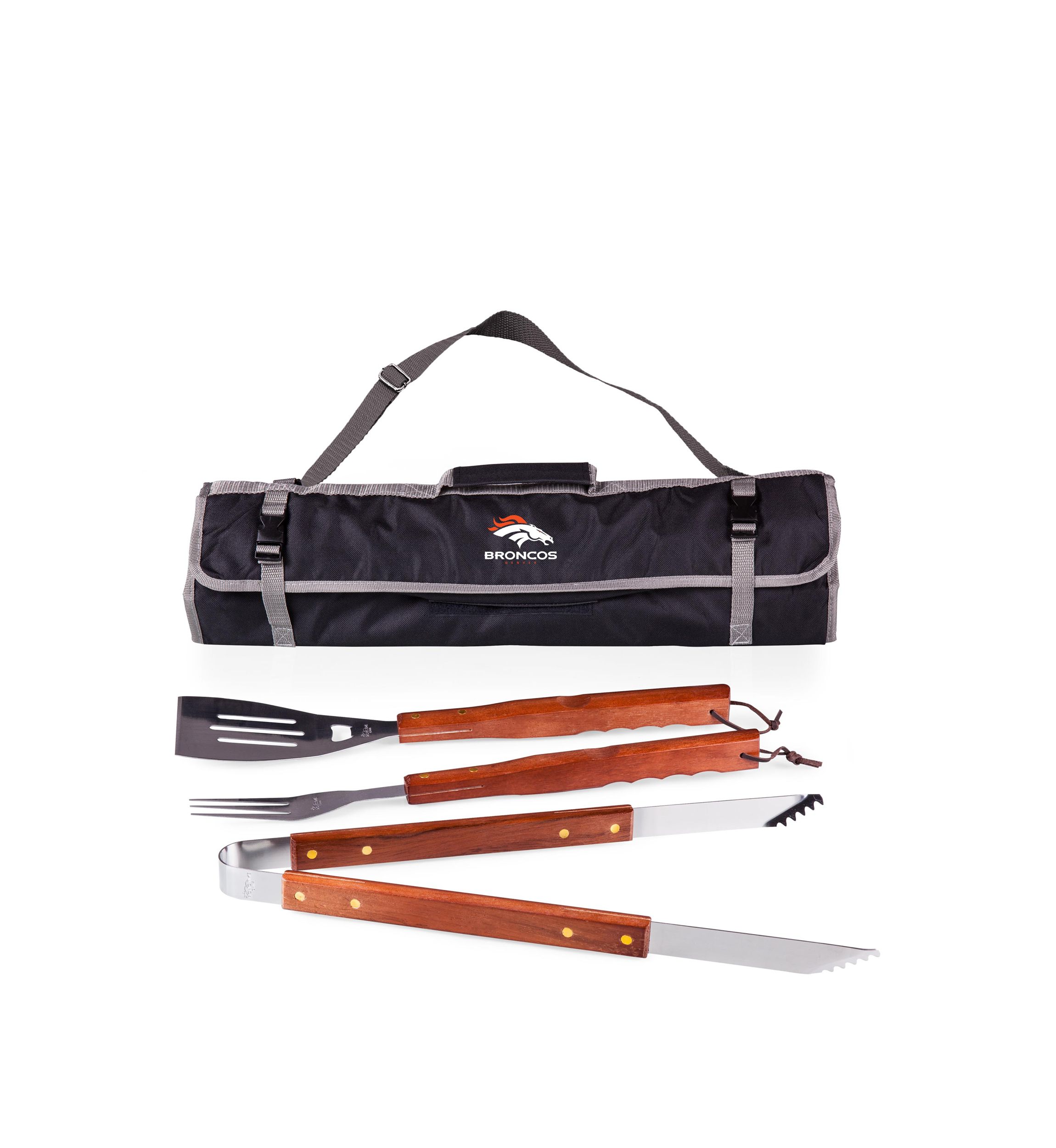 NFL Denver Broncos 3 Piece BBQ Tote & Grill Set