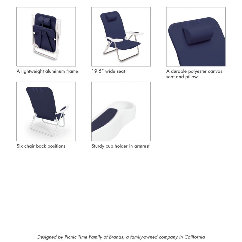 NCAA Rhode Island Rams Monaco Reclining Beach Backpack Chair