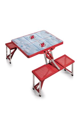 Oniva NHL New Jersey Devils Picnic Table Portable Folding Table with Seats, Red