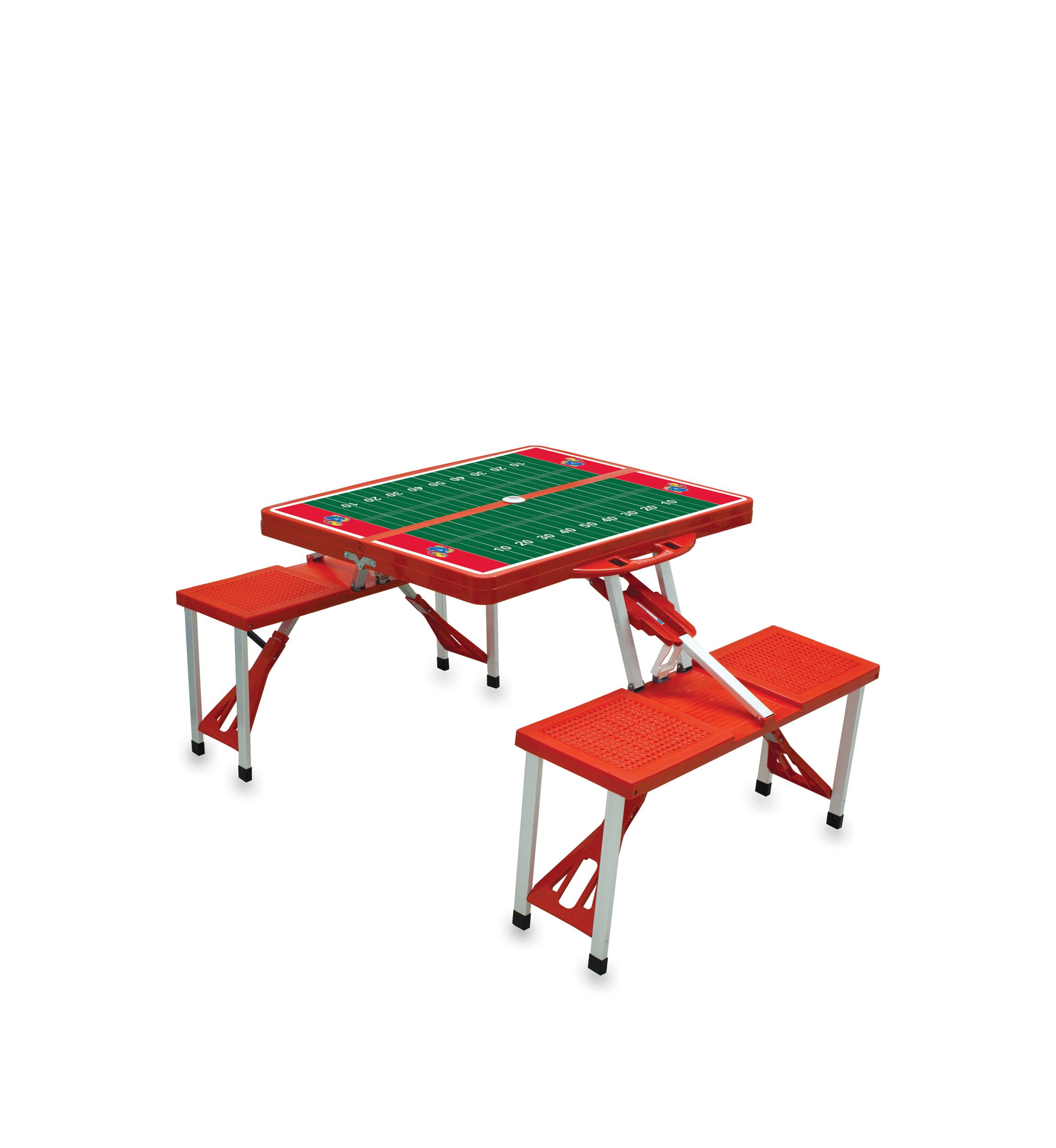 NCAA Kansas Jayhawks Picnic Table Portable Folding Table with Seats