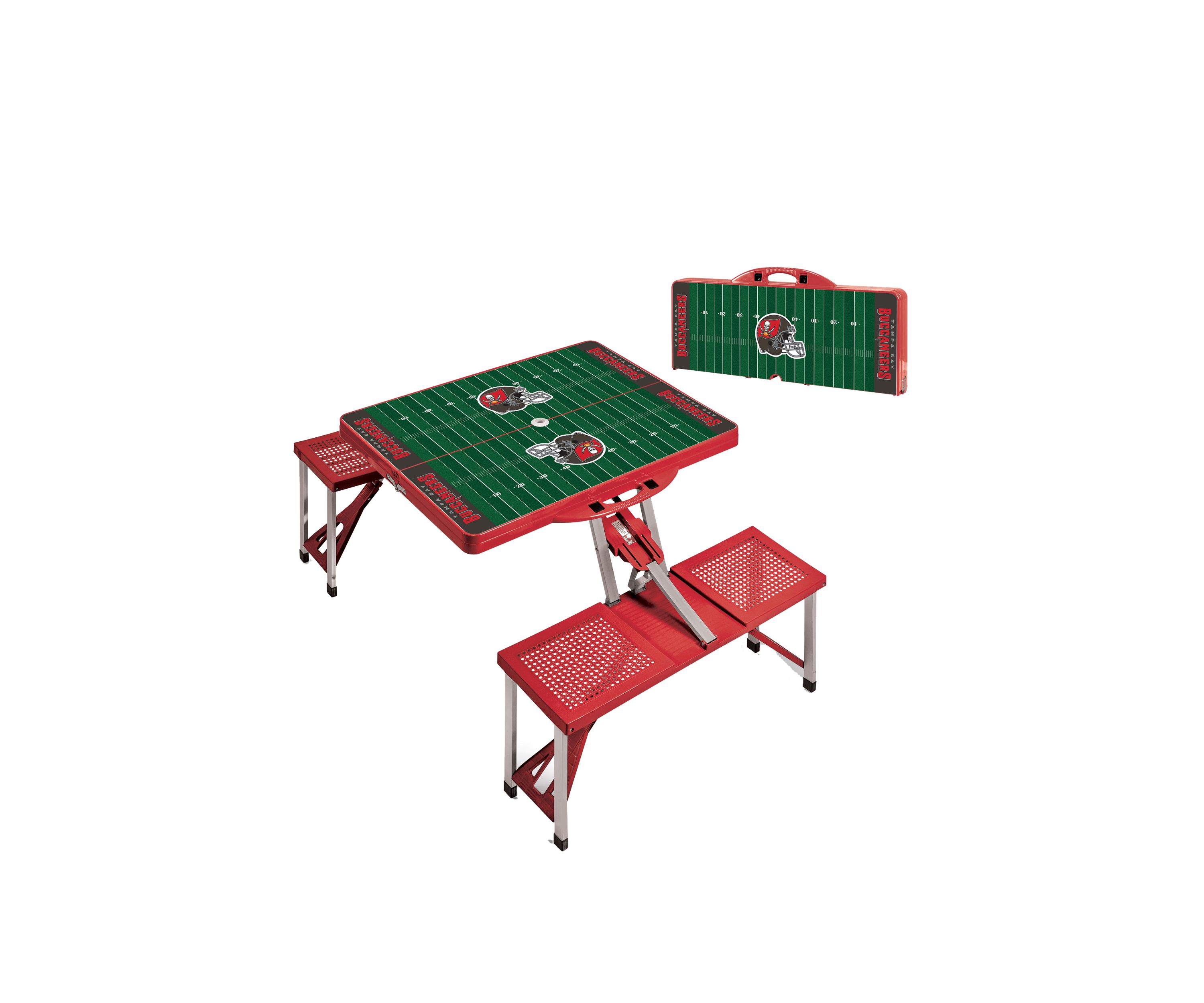 NFL Tampa Bay Buccaneers Picnic Table Portable Folding Table with Seats