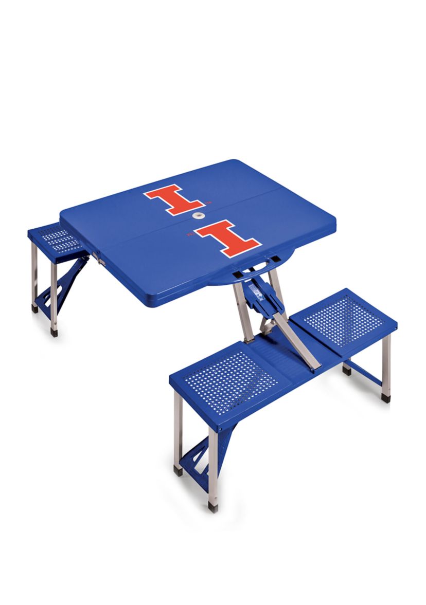 NCAA Illinois Fighting Illini Picnic Table Portable Folding Table with Seats
