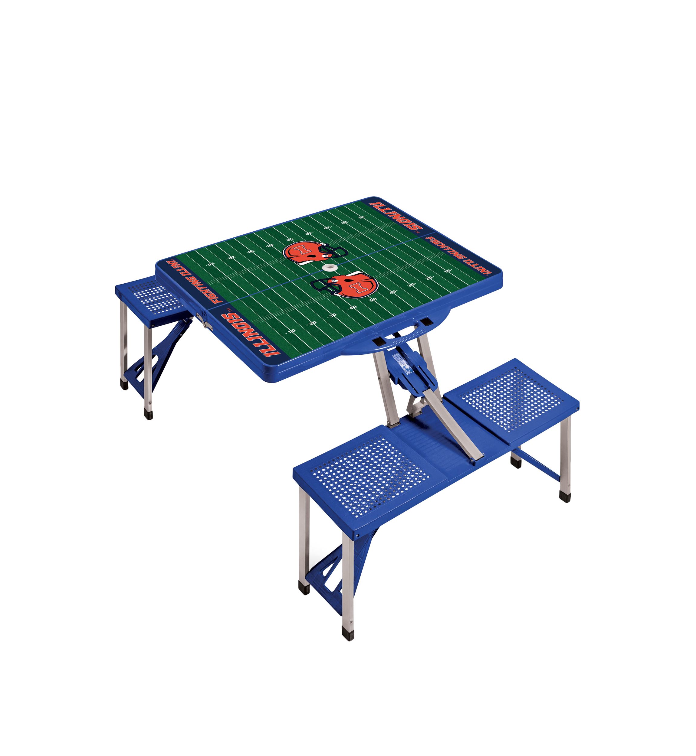 NCAA Illinois Fighting Illini Picnic Table Portable Folding Table with Seats