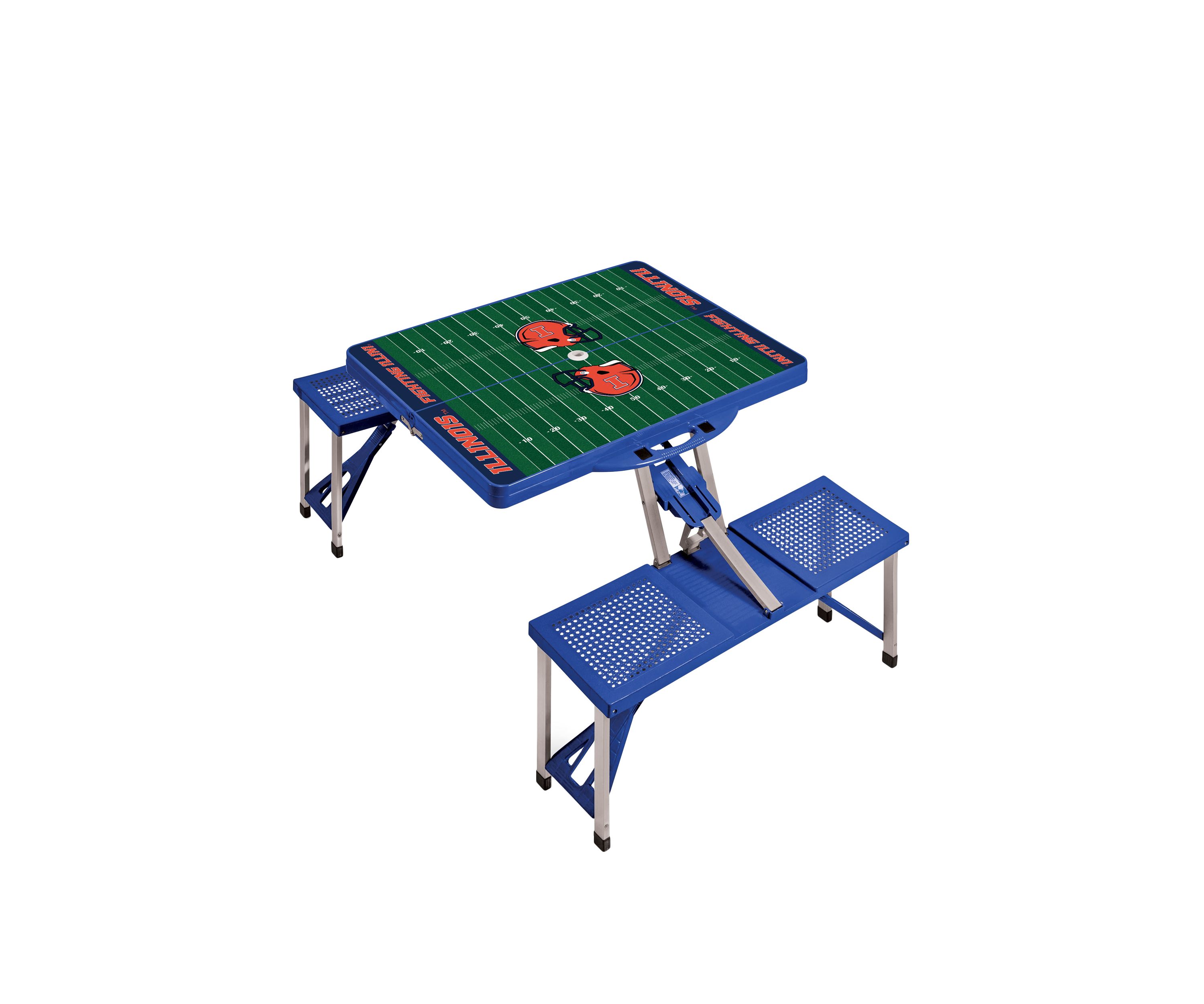 NCAA Illinois Fighting Illini Picnic Table Portable Folding Table with Seats