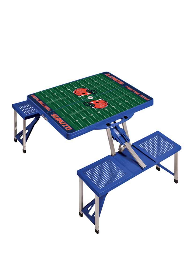 NCAA Illinois Fighting Illini Picnic Table Portable Folding Table with Seats