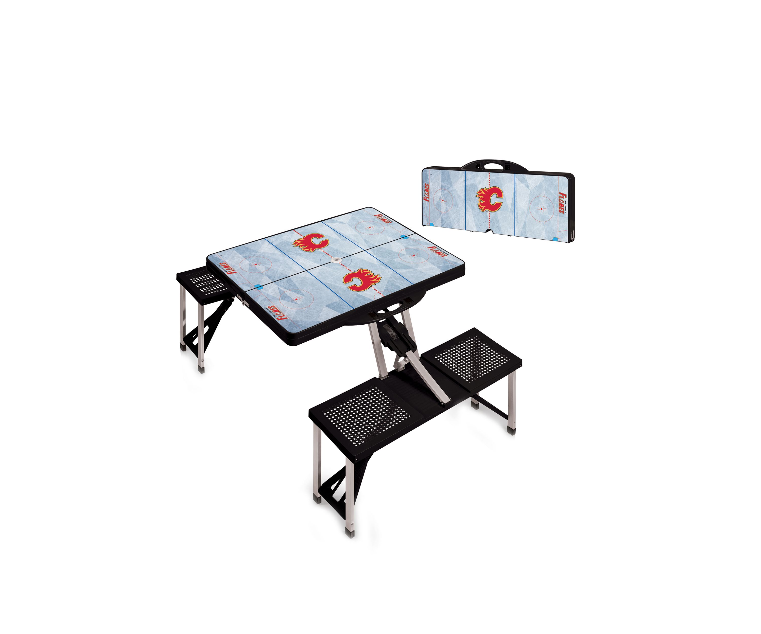 NHL Calgary Flames Picnic Table Portable Folding Table with Seats
