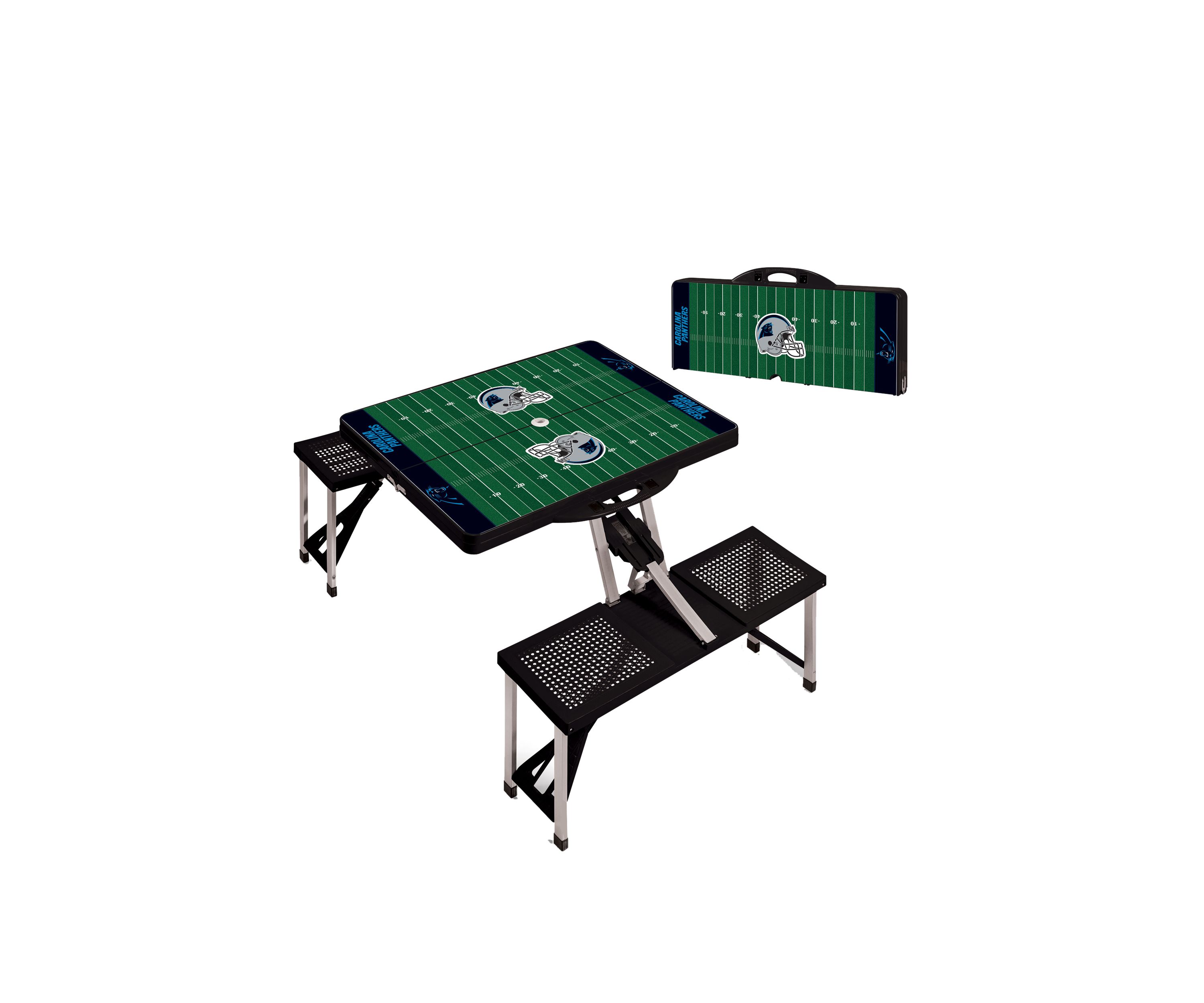 NFL Carolina Panthers Picnic Table Portable Folding Table with Seats