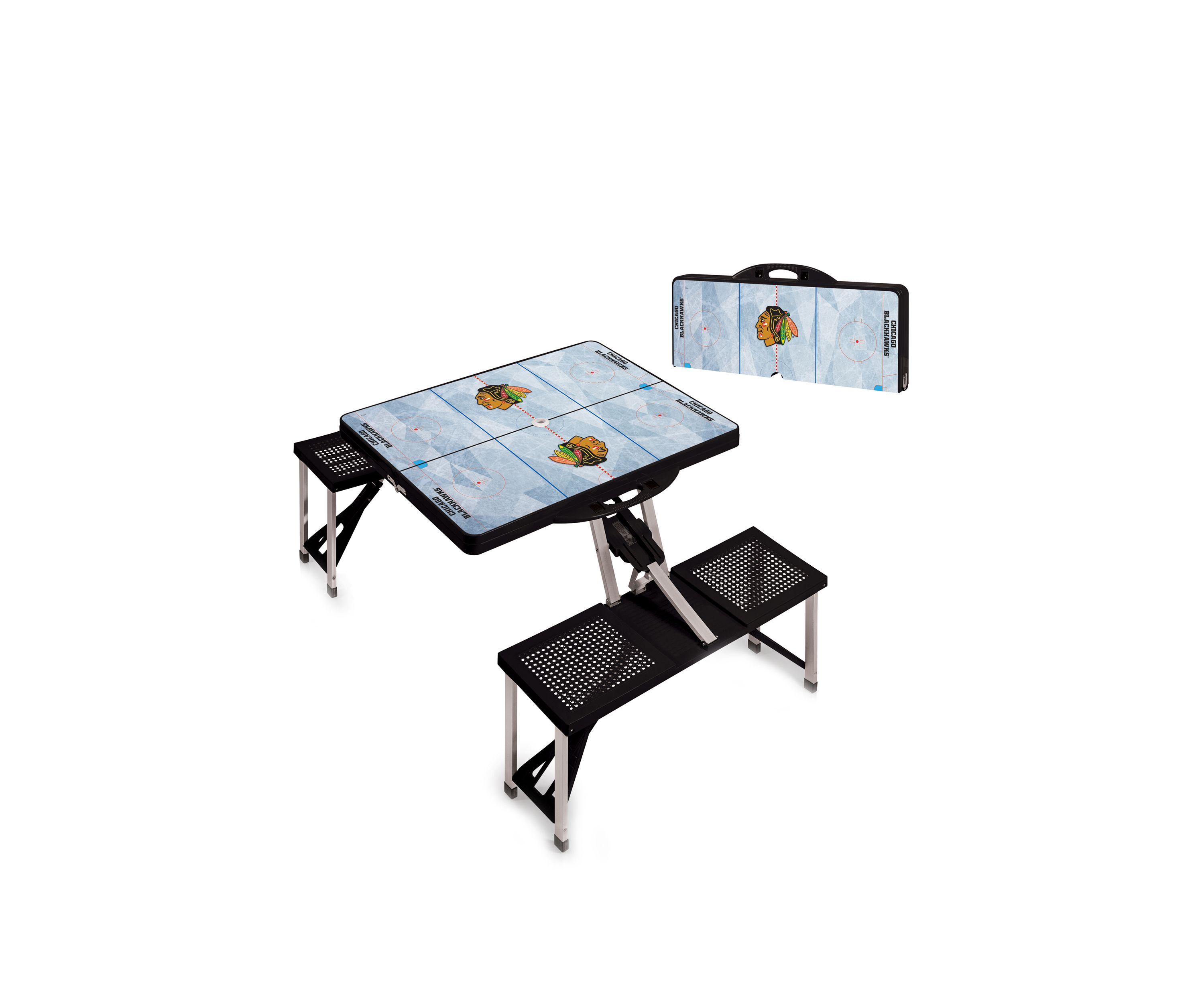 NHL Chicago Blackhawks Picnic Table Portable Folding Table with Seats