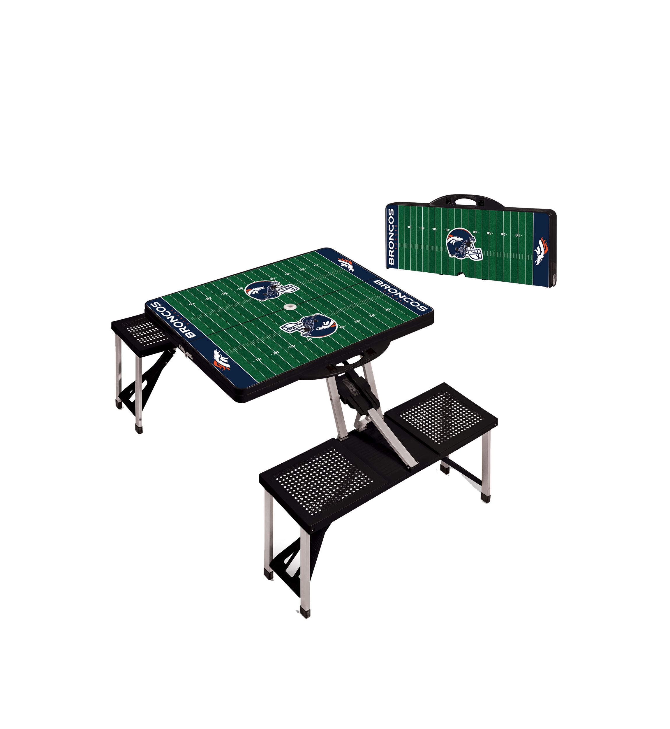 NFL Denver Broncos Picnic Table Portable Folding Table with Seats