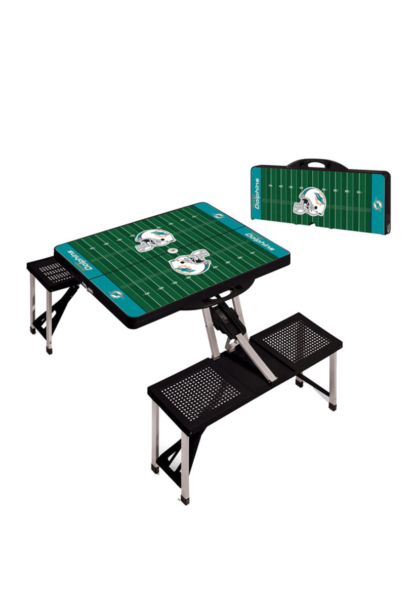 NFL Miami Dolphins Picnic Table Portable Folding Table with Seats