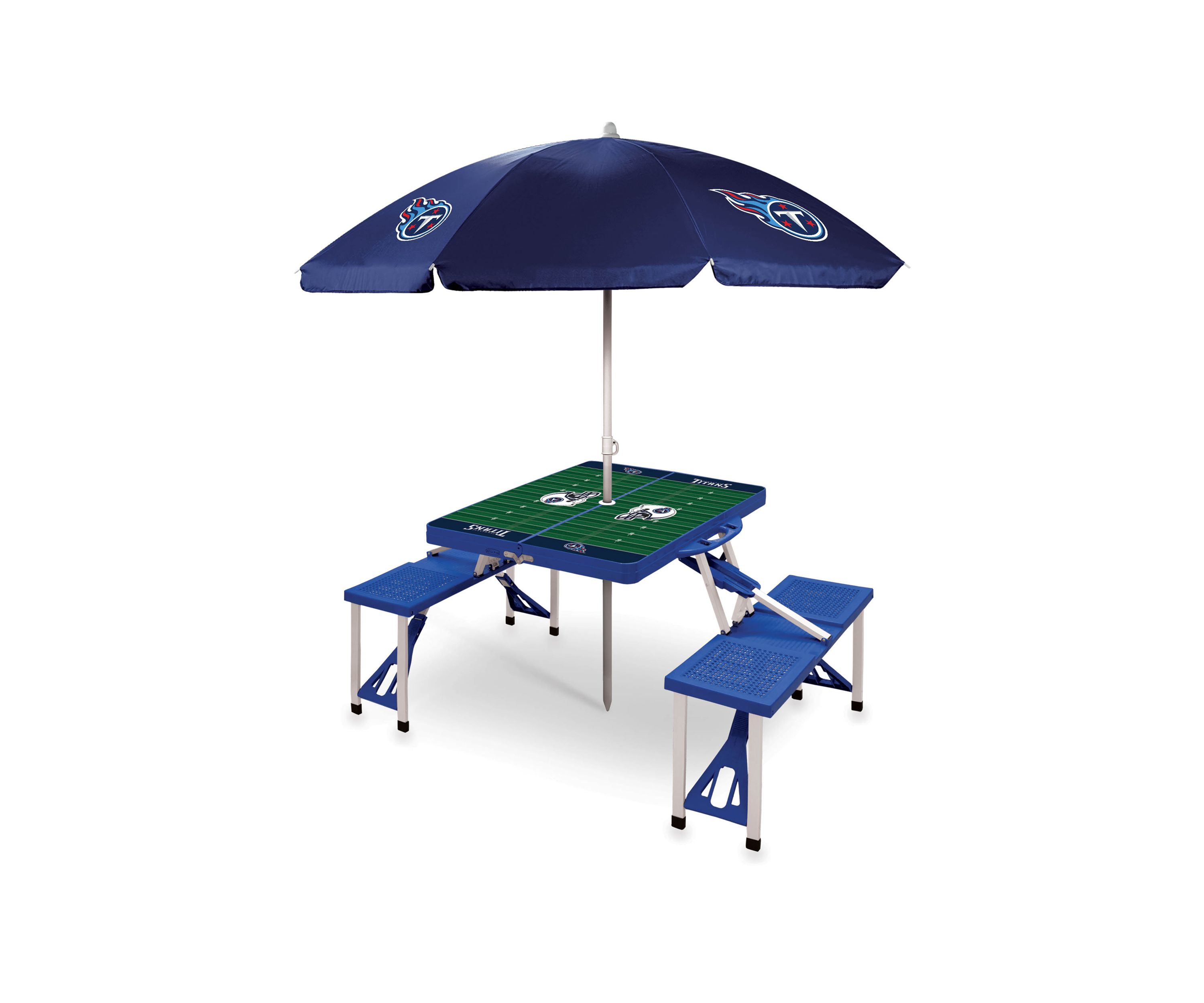 NFL Tennessee Titans Picnic Table Sport Portable Folding Table with Seats & Umbrella - NFL Only
