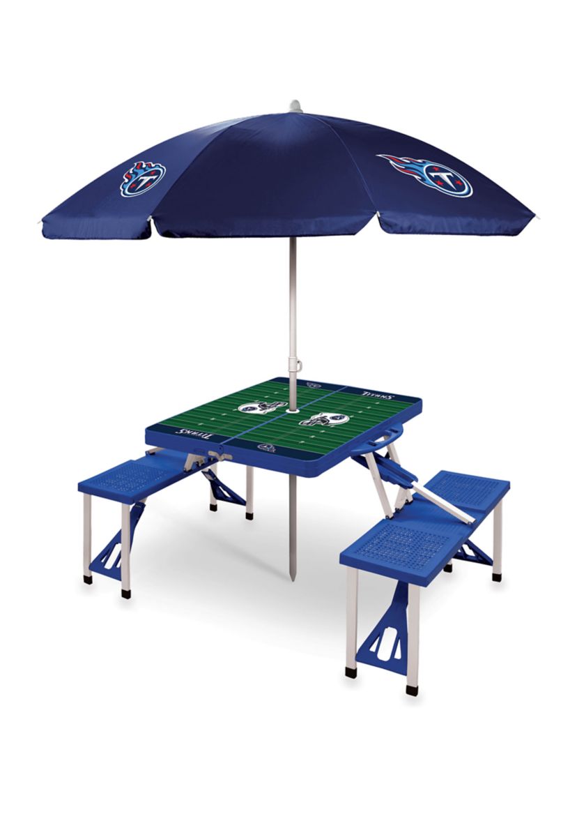 NFL Tennessee Titans Picnic Table Sport Portable Folding Table with Seats & Umbrella - NFL Only