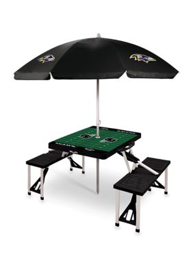 Oniva Nfl Baltimore Ravens Picnic Table Sport Portable Folding Table With Seats & Umbrella - Nfl Only