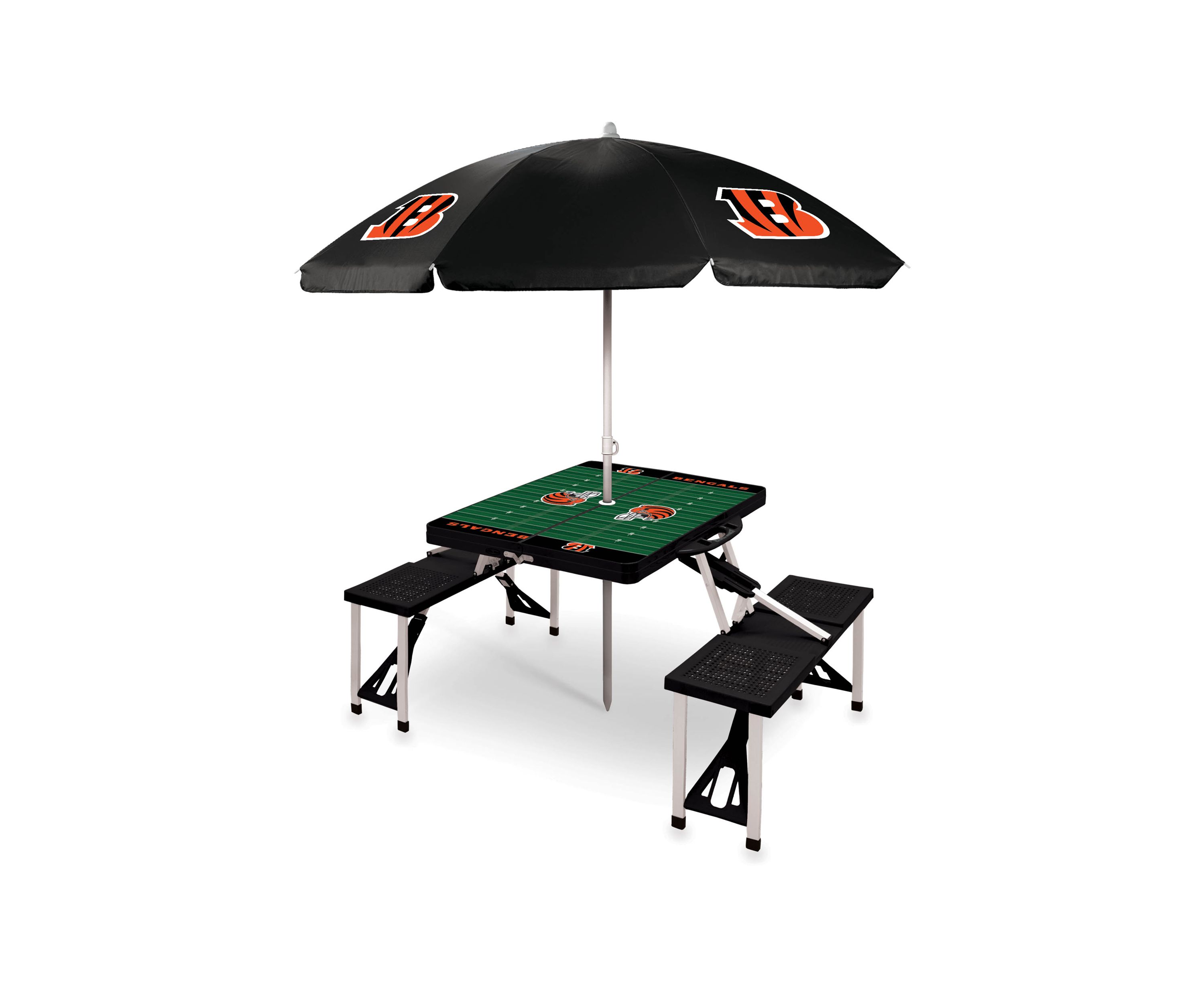 NFL Cincinnati Bengals Picnic Table Sport Portable Folding Table with Seats & Umbrella - NFL Only