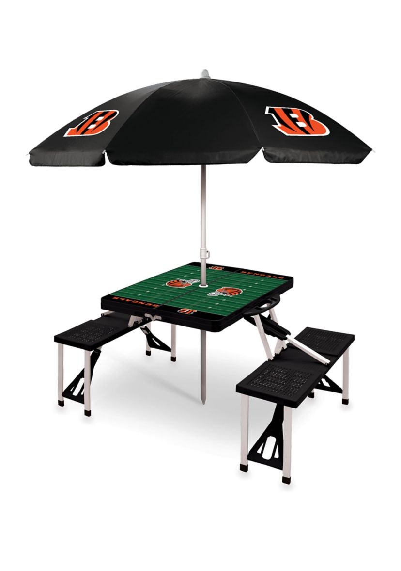 NFL Cincinnati Bengals Picnic Table Sport Portable Folding Table with Seats & Umbrella - NFL Only